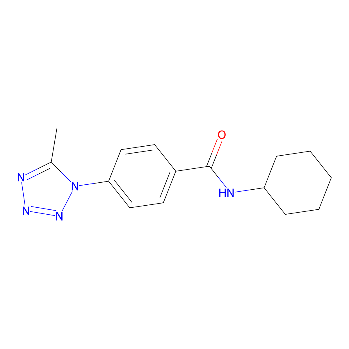 N-cyclohexyl-4-(5-methyl-1H-tetrazol-1-yl)benzamide molecular structure, CAS 1324079-69-7