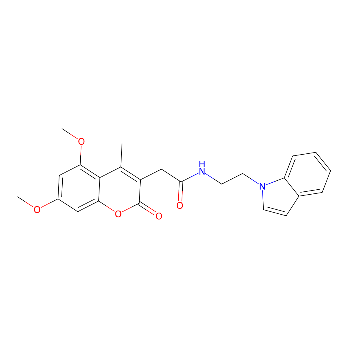 2-(5,7-dimethoxy-4-methyl-2-oxo-2H-chromen-3-yl)-N-[2-(1H-indol-1-yl)ethyl]acetamide molecular structure, CAS 1324079-88-0