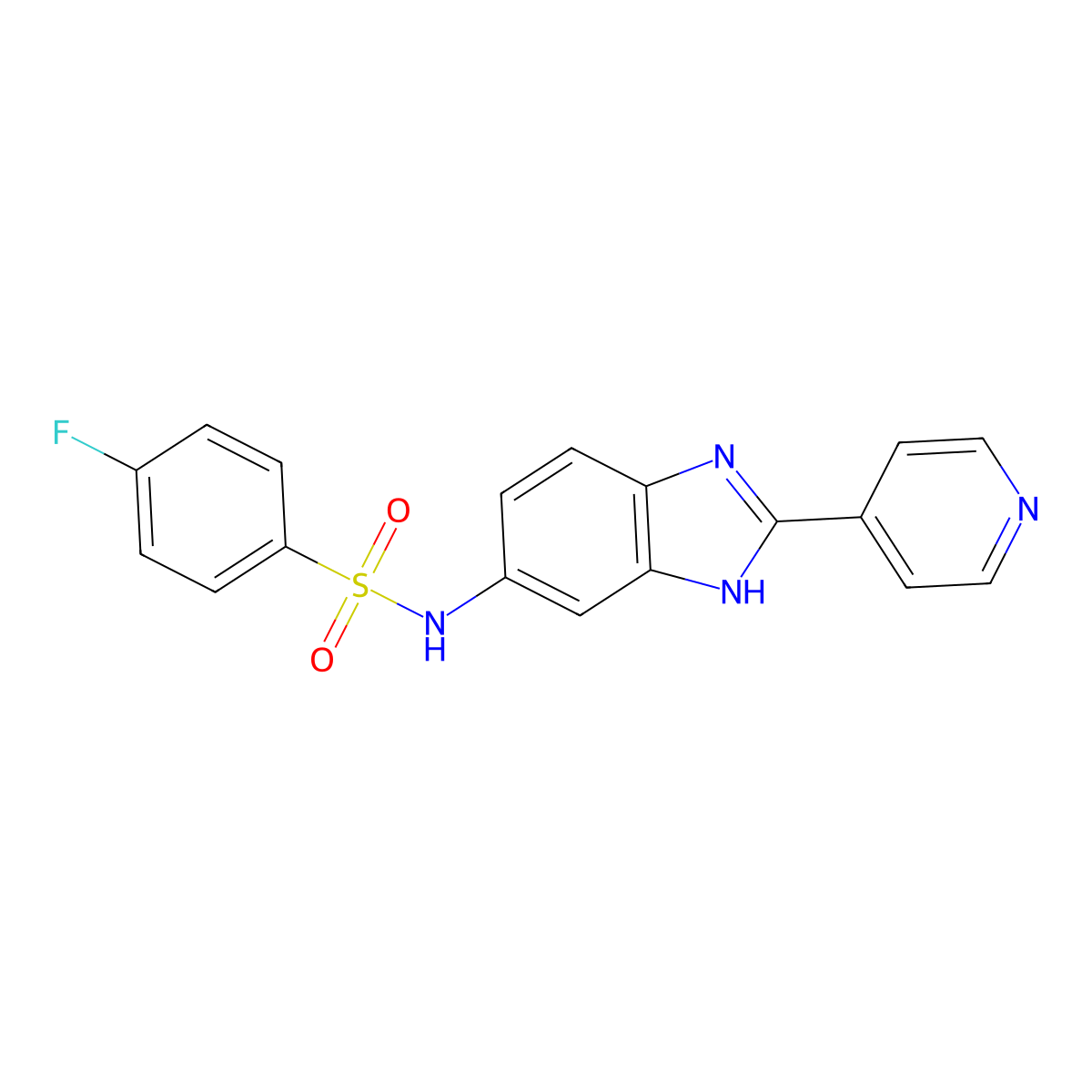 4-fluoro-N-[2-(pyridin-4-yl)-1H-benzimidazol-5-yl]benzenesulfonamide molecular structure, CAS 1324079-91-5