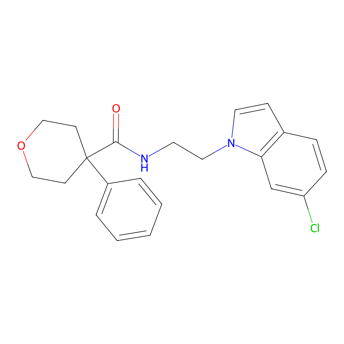 N-[2-(6-chloro-1H-indol-1-yl)ethyl]-4-phenyltetrahydro-2H-pyran-4-carboxamide molecular structure, CAS 1324079-94-8