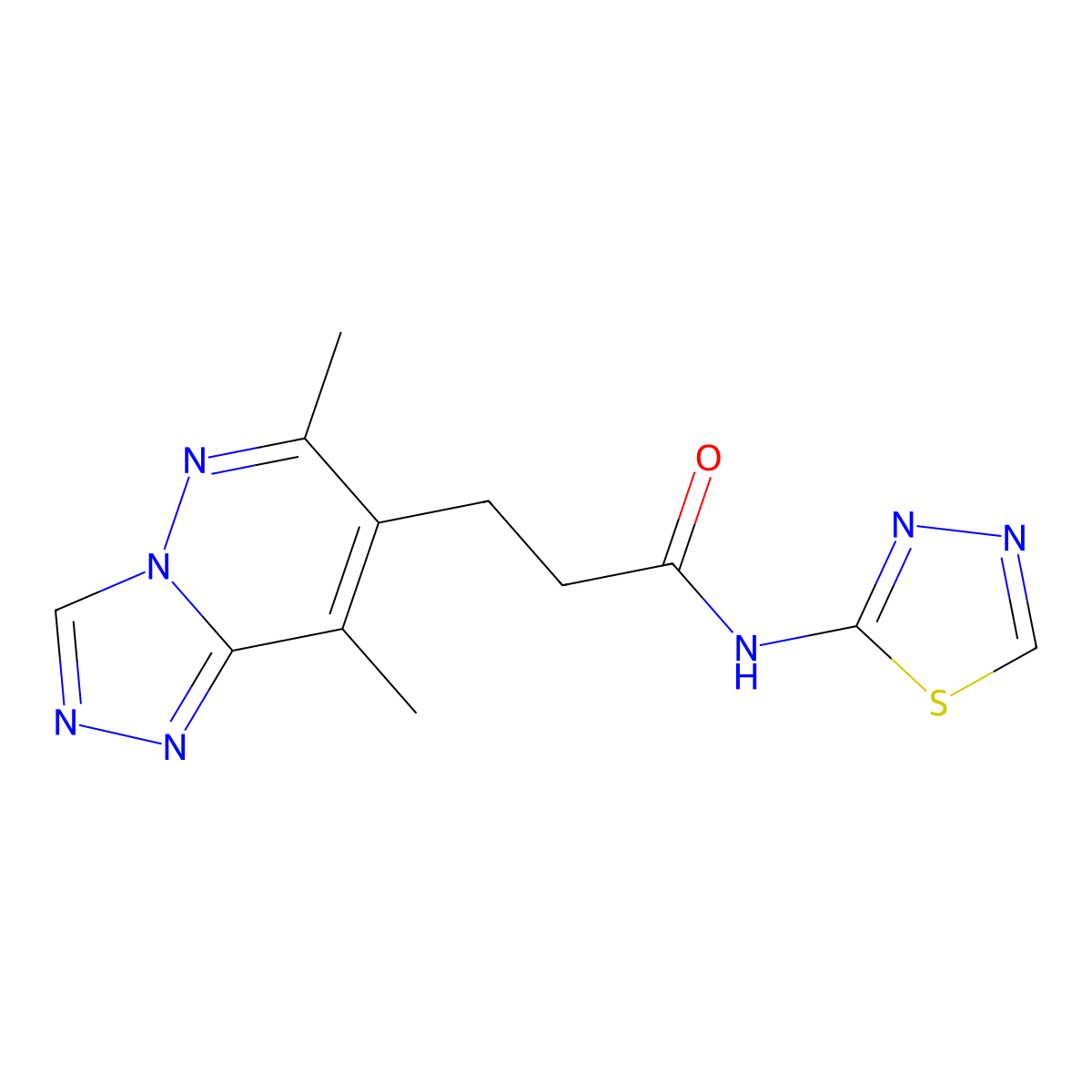 3-(6,8-dimethyl-[1,2,4]triazolo[4,3-b]pyridazin-7-yl)-N-(1,3,4-thiadiazol-2-yl)propanamide molecular structure, CAS 1324079-97-1