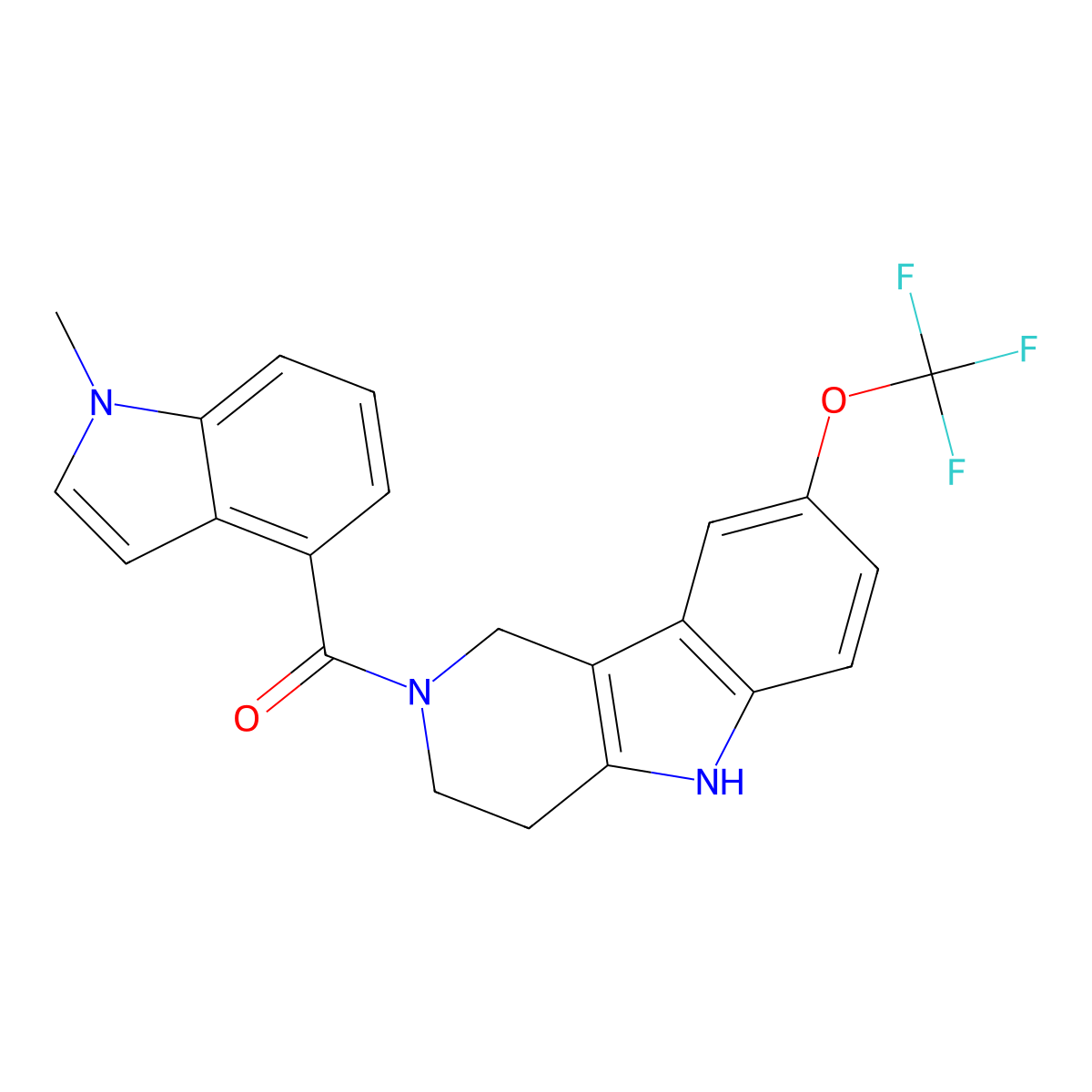 (1-methyl-1H-indol-4-yl)[8-(trifluoromethoxy)-1,3,4,5-tetrahydro-2H-pyrido[4,3-b]indol-2-yl]methanone molecular structure, CAS 1324080-19-4
