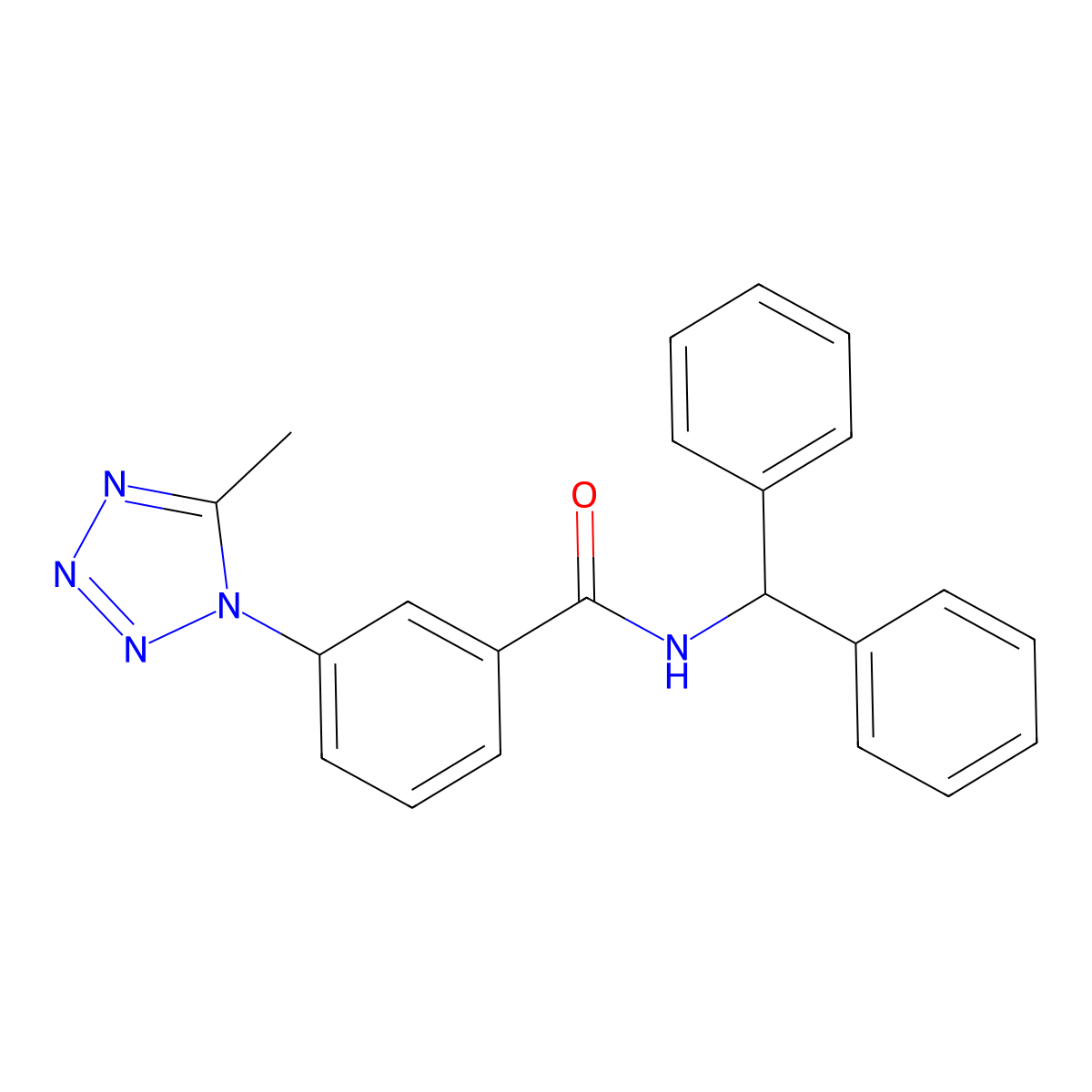 N-(diphenylmethyl)-3-(5-methyl-1H-tetrazol-1-yl)benzamide molecular structure, CAS 1324080-26-3