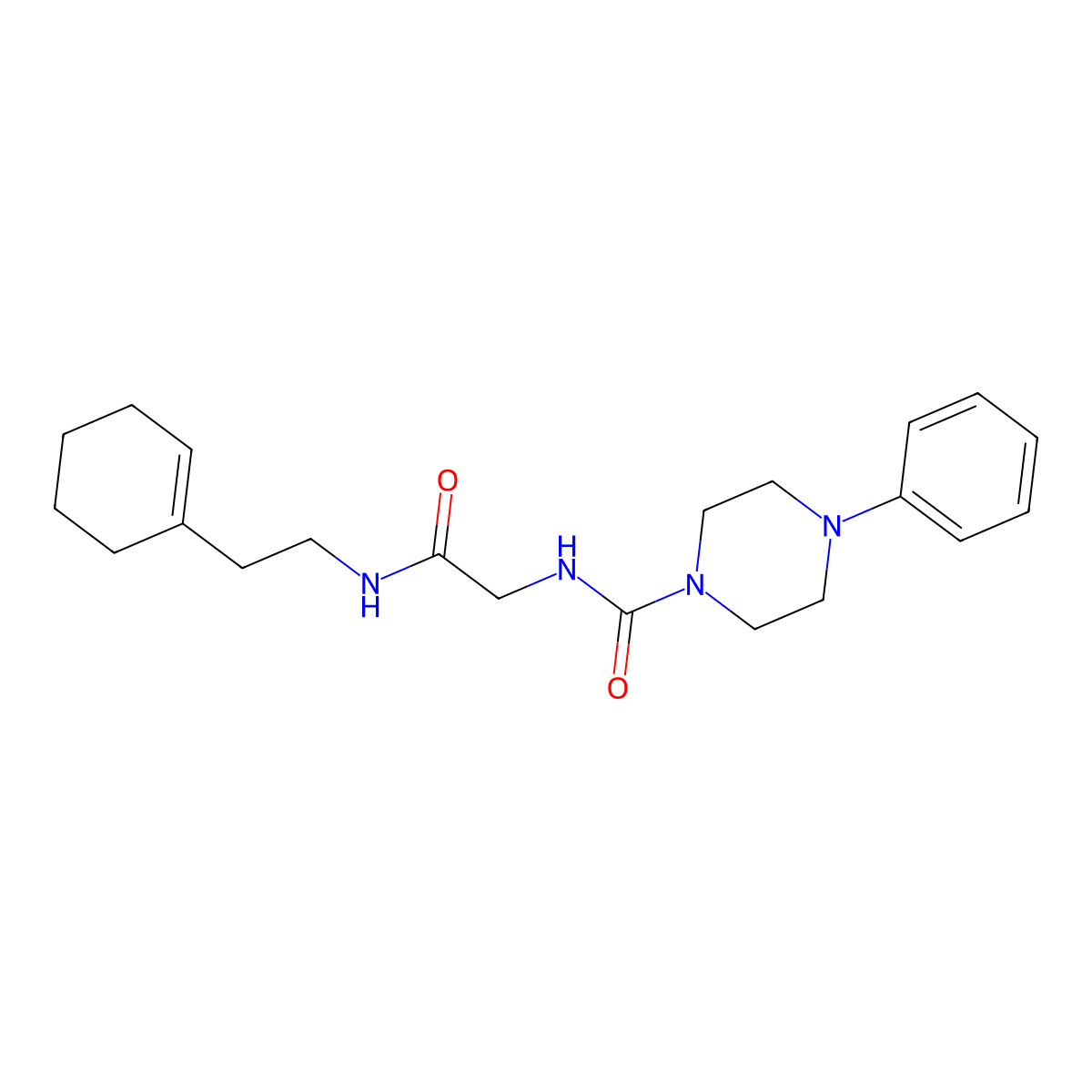 N-(2-{[2-(cyclohex-1-en-1-yl)ethyl]amino}-2-oxoethyl)-4-phenylpiperazine-1-carboxamide molecular structure, CAS 1324080-38-7