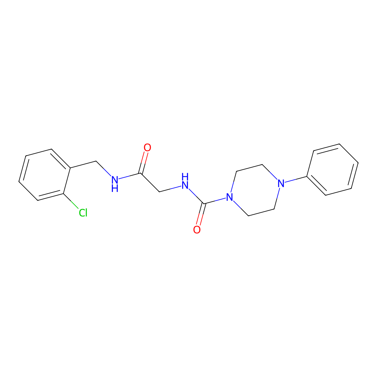 N-{2-[(2-chlorobenzyl)amino]-2-oxoethyl}-4-phenylpiperazine-1-carboxamide molecular structure, CAS 1324080-46-7