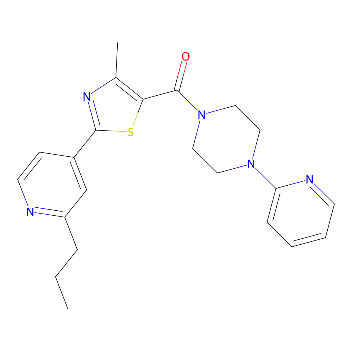 [4-Methyl-2-(2-propylpyridin-4-yl)-1,3-thiazol-5-yl][4-(pyridin-2-yl)piperazin-1-yl]methanone molecular structure, CAS 1324080-51-4