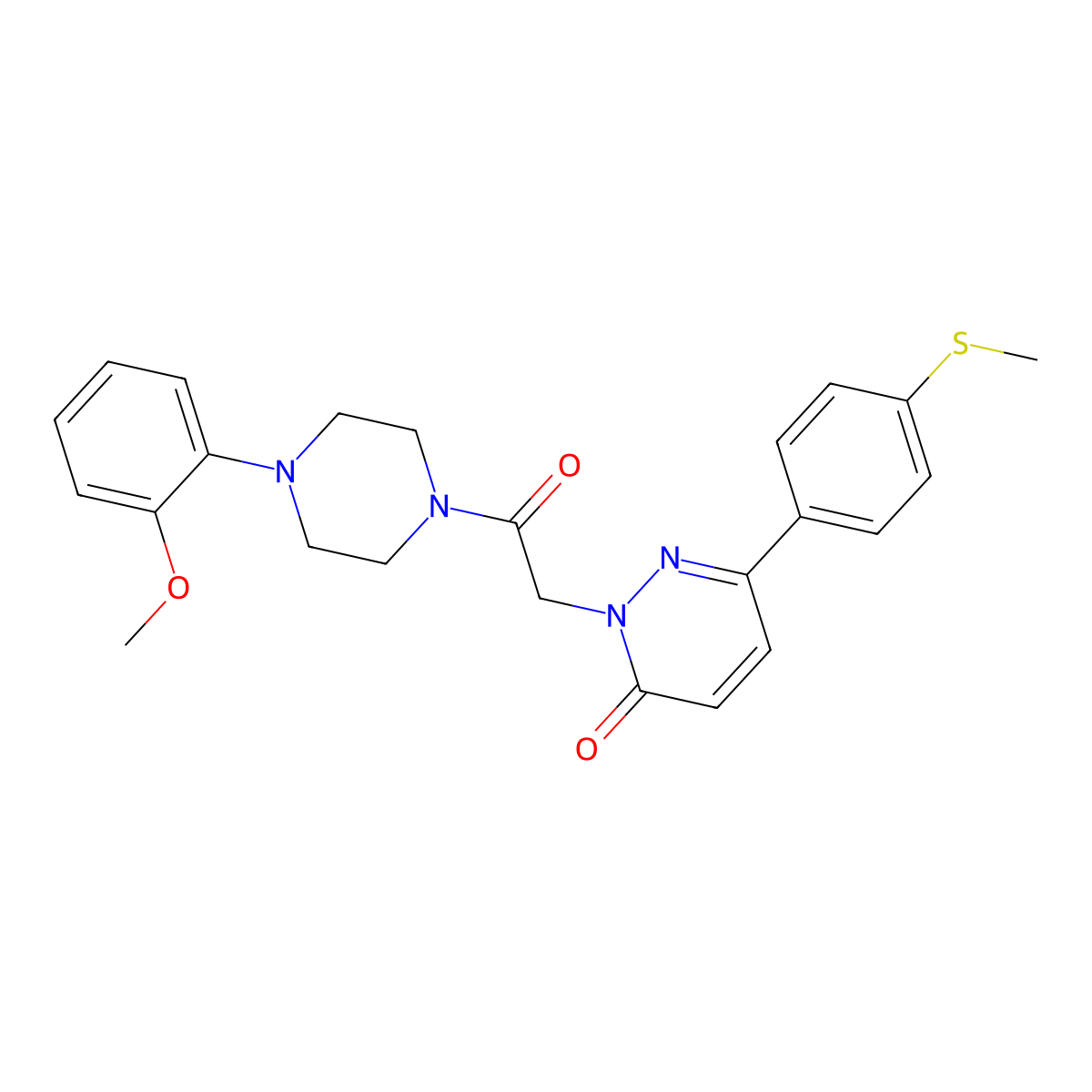 2-{2-[4-(2-methoxyphenyl)piperazino]-2-oxoethyl}-6-[4-(methylsulfanyl)phenyl]-3(2H)-pyridazinone molecular structure, CAS 1324080-55-8