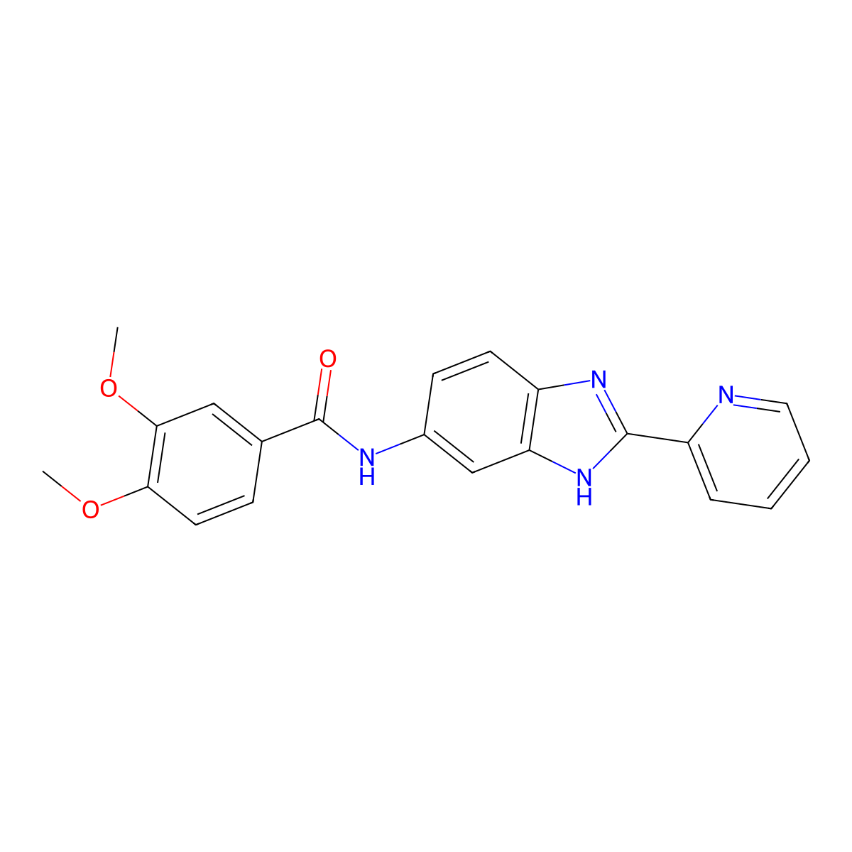 3,4-dimethoxy-N-[2-(pyridin-2-yl)-1H-benzimidazol-5-yl]benzamide molecular structure, CAS 1324080-71-8