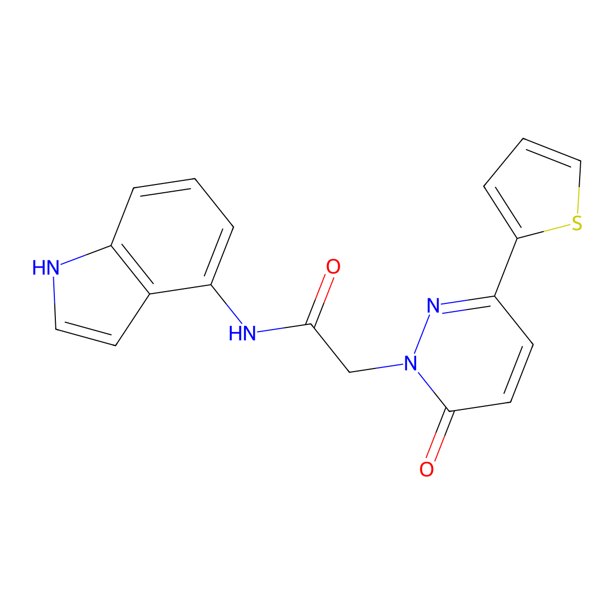 N-(1H-indol-4-yl)-2-[6-oxo-3-(thiophen-2-yl)pyridazin-1(6H)-yl]acetamide molecular structure, CAS 1324080-78-5