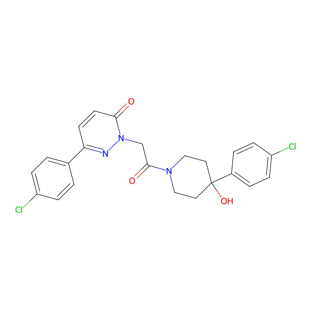 6-(4-chlorophenyl)-2-{2-[4-(4-chlorophenyl)-4-hydroxypiperidino]-2-oxoethyl}-3(2H)-pyridazinone molecular structure, CAS 1324080-84-3