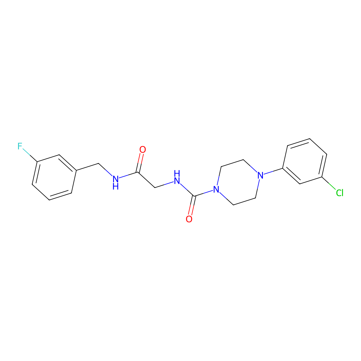 4-(3-chlorophenyl)-N-{2-[(3-fluorobenzyl)amino]-2-oxoethyl}piperazine-1-carboxamide molecular structure, CAS 1324080-90-1