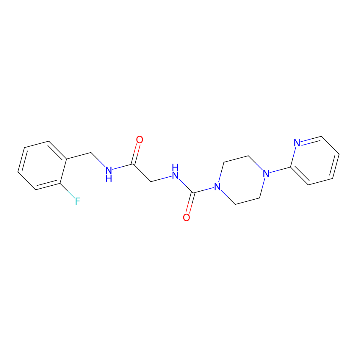 N-{2-[(2-fluorobenzyl)amino]-2-oxoethyl}-4-(pyridin-2-yl)piperazine-1-carboxamide molecular structure, CAS 1324080-95-6