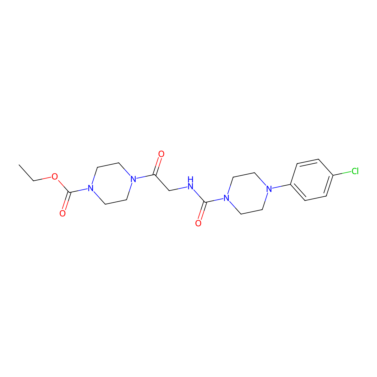 ethyl 4-(N-{[4-(4-chlorophenyl)piperazin-1-yl]carbonyl}glycyl)piperazine-1-carboxylate molecular structure, CAS 1324080-99-0
