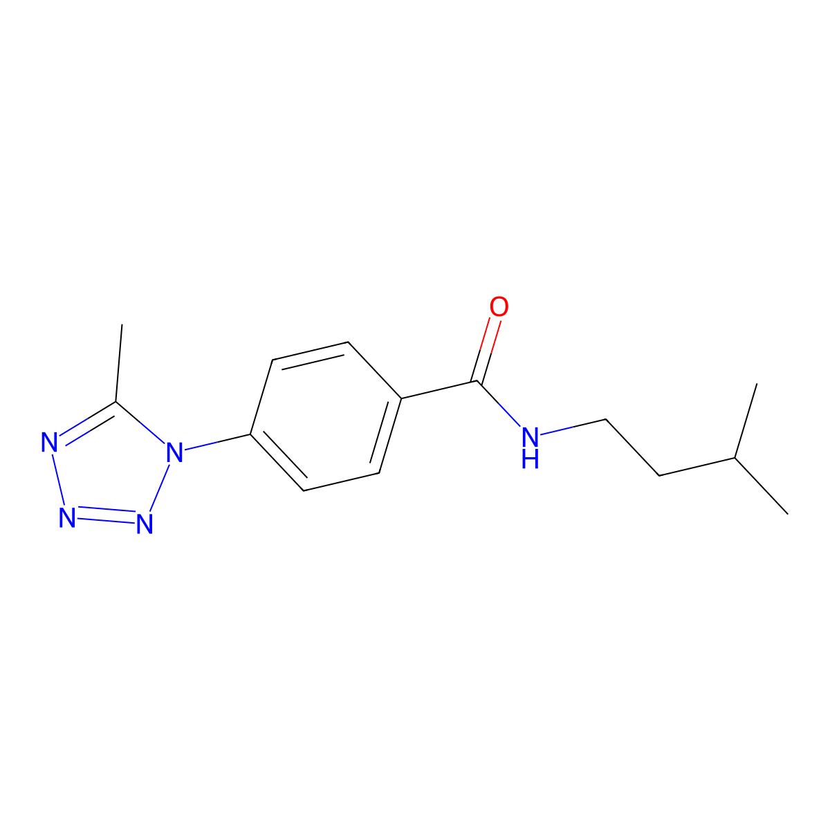 N-(3-methylbutyl)-4-(5-methyl-1H-tetrazol-1-yl)benzamide molecular structure, CAS 1324081-03-9