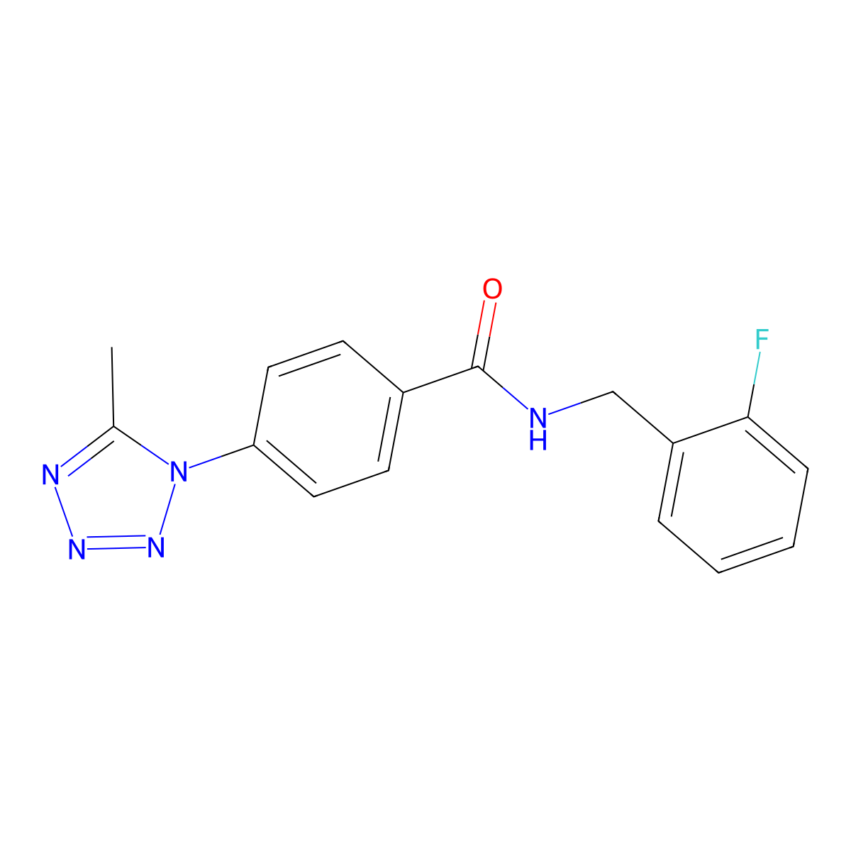 N-(2-fluorobenzyl)-4-(5-methyl-1H-tetrazol-1-yl)benzamide molecular structure, CAS 1324081-06-2
