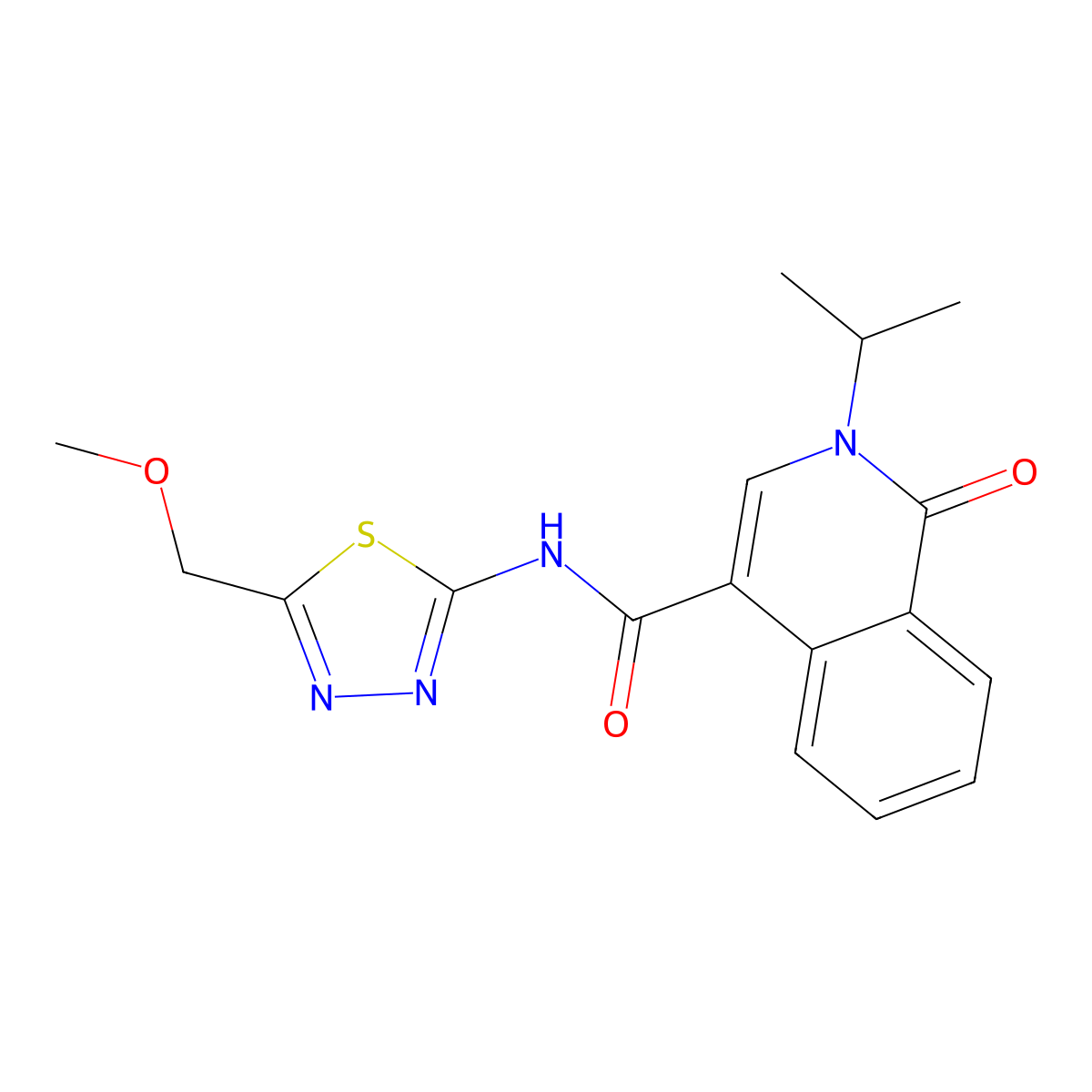 N-[5-(methoxymethyl)-1,3,4-thiadiazol-2-yl]-1-oxo-2-(propan-2-yl)-1,2-dihydroisoquinoline-4-carboxamide molecular structure, CAS 1324081-21-1