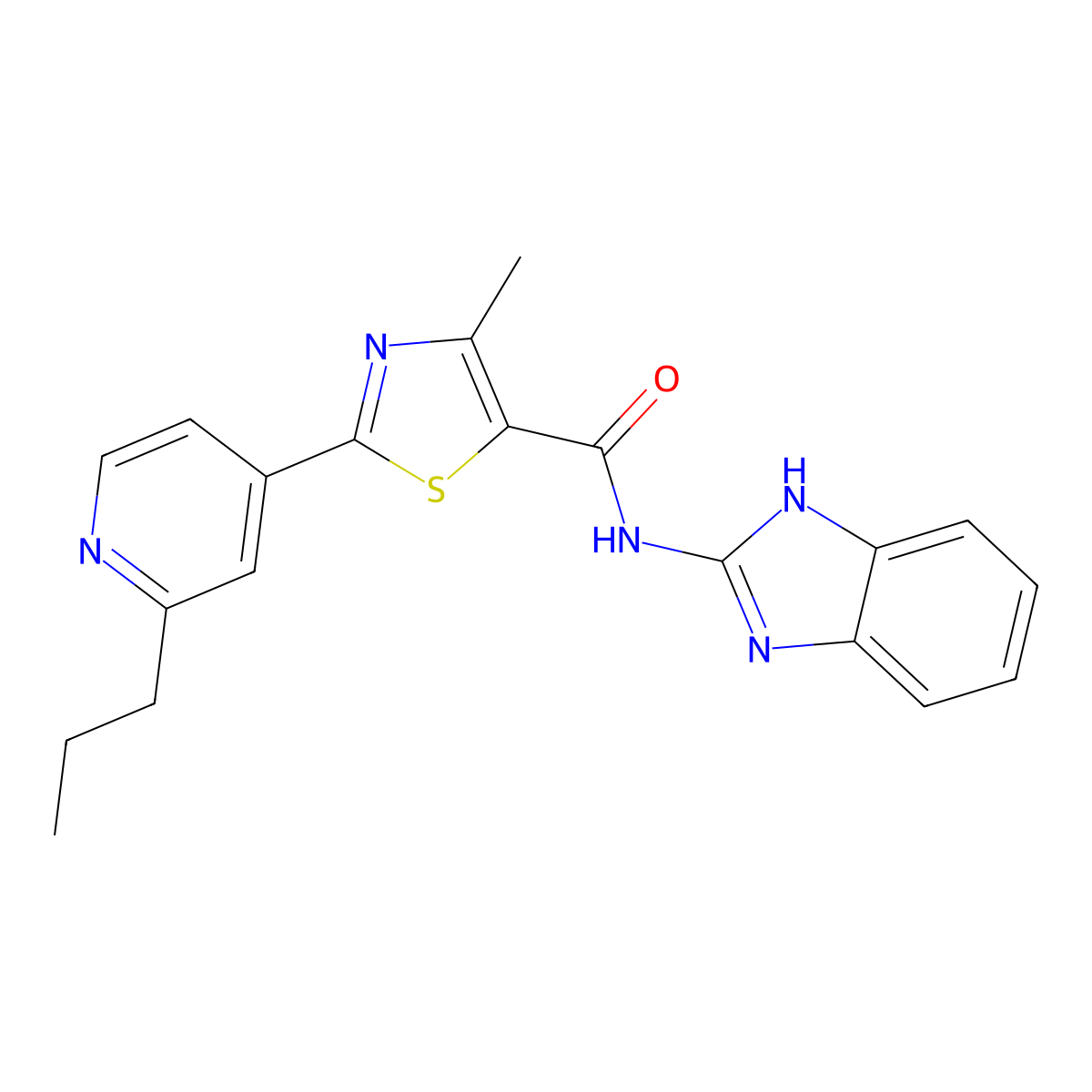 N-(1H-benzo[d]imidazol-2-yl)-4-methyl-2-(2-propylpyridin-4-yl)thiazole-5-carboxamide molecular structure, CAS 1324081-39-1
