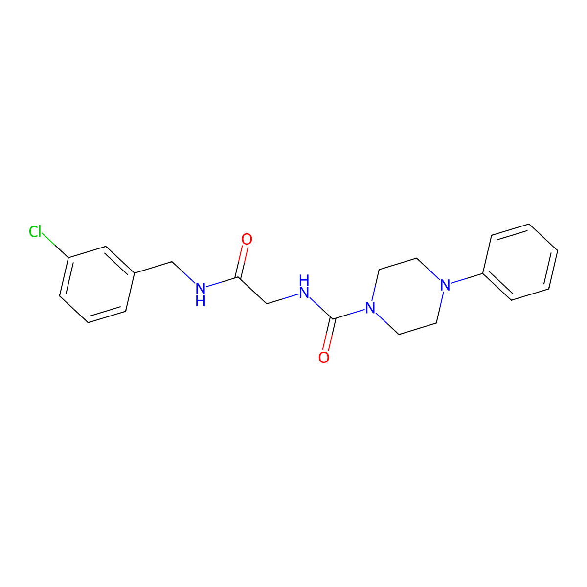 N-{2-[(3-chlorobenzyl)amino]-2-oxoethyl}-4-phenylpiperazine-1-carboxamide molecular structure, CAS 1324081-41-5