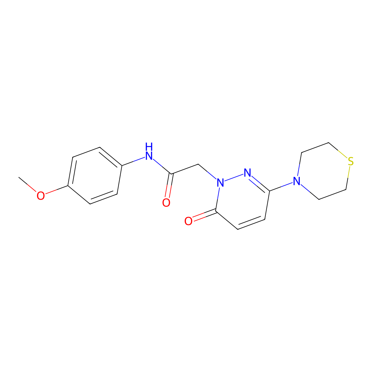 N-(4-methoxyphenyl)-2-[6-oxo-3-(thiomorpholin-4-yl)pyridazin-1(6H)-yl]acetamide molecular structure, CAS 1324081-53-9