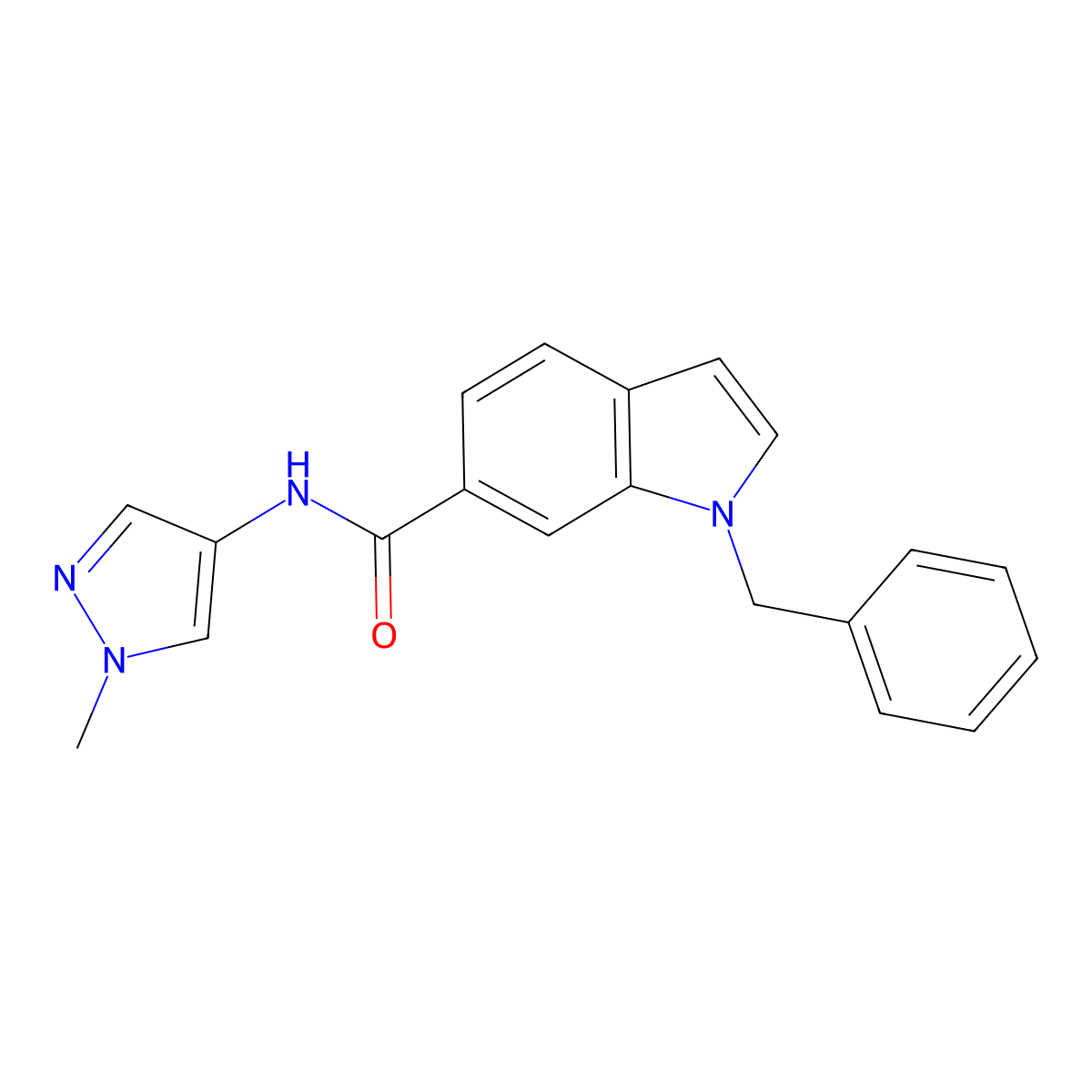 1-benzyl-N-(1-methyl-1H-pyrazol-4-yl)-1H-indole-6-carboxamide molecular structure, CAS 1324081-63-1