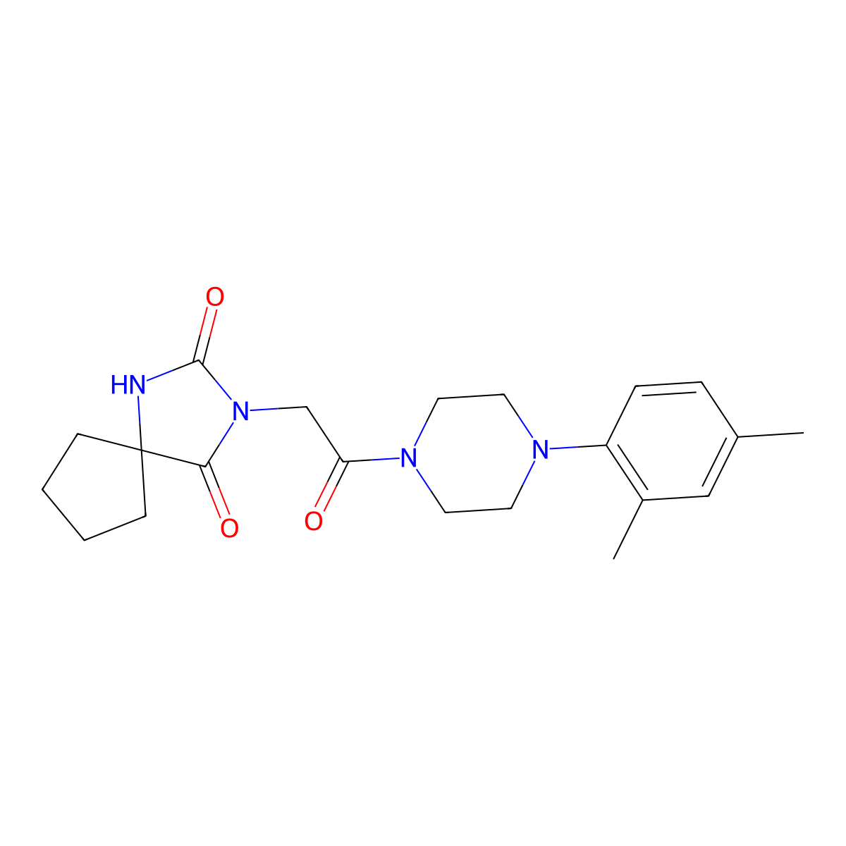 3-{2-[4-(2,4-Dimethylphenyl)piperazin-1-yl]-2-oxoethyl}-2-hydroxy-1,3-diazaspiro[4.4]non-1-en-4-one molecular structure, CAS 1324081-99-3