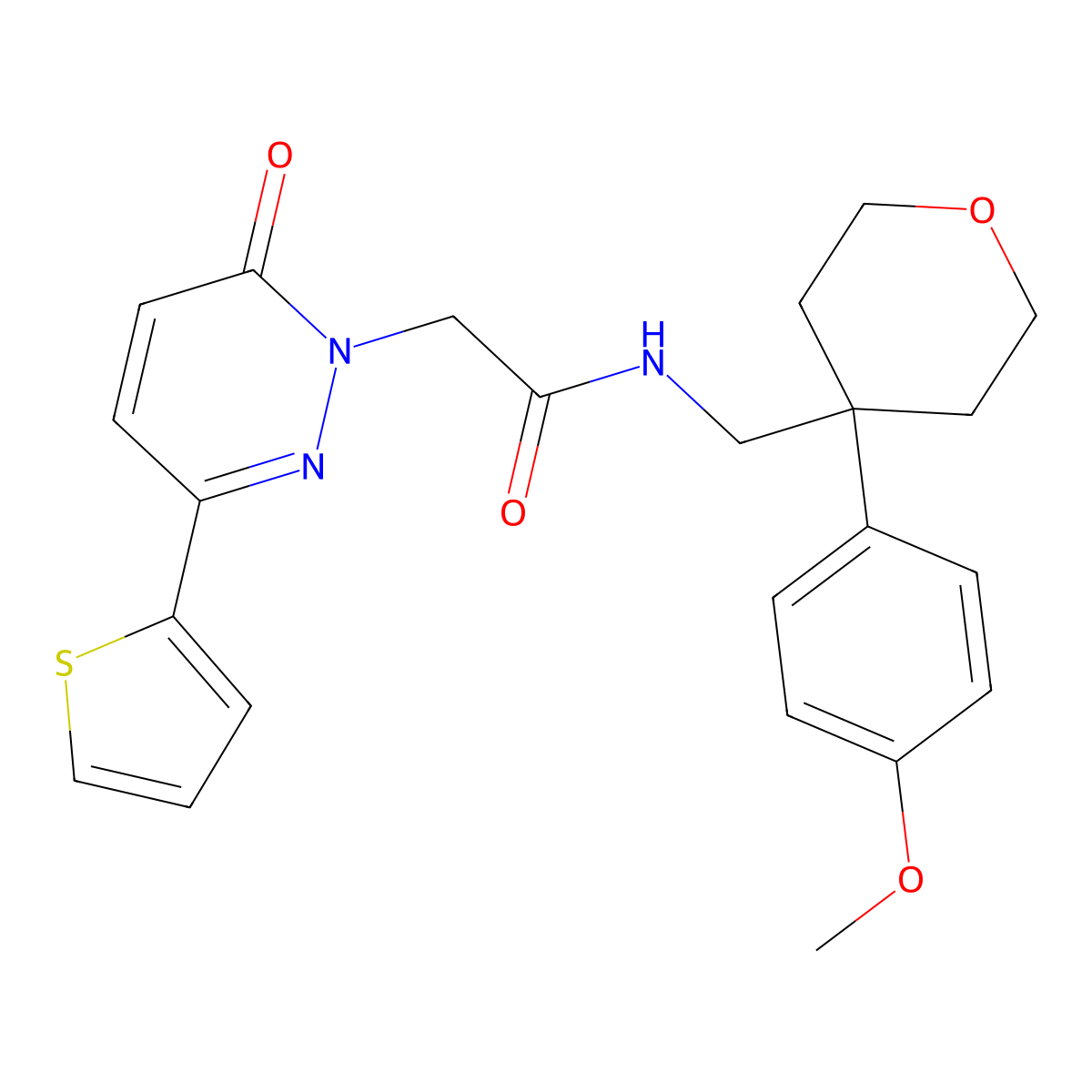 N-{[4-(4-methoxyphenyl)tetrahydro-2H-pyran-4-yl]methyl}-2-[6-oxo-3-(thiophen-2-yl)pyridazin-1(6H)-yl]acetamide molecular structure, CAS 1324082-05-4