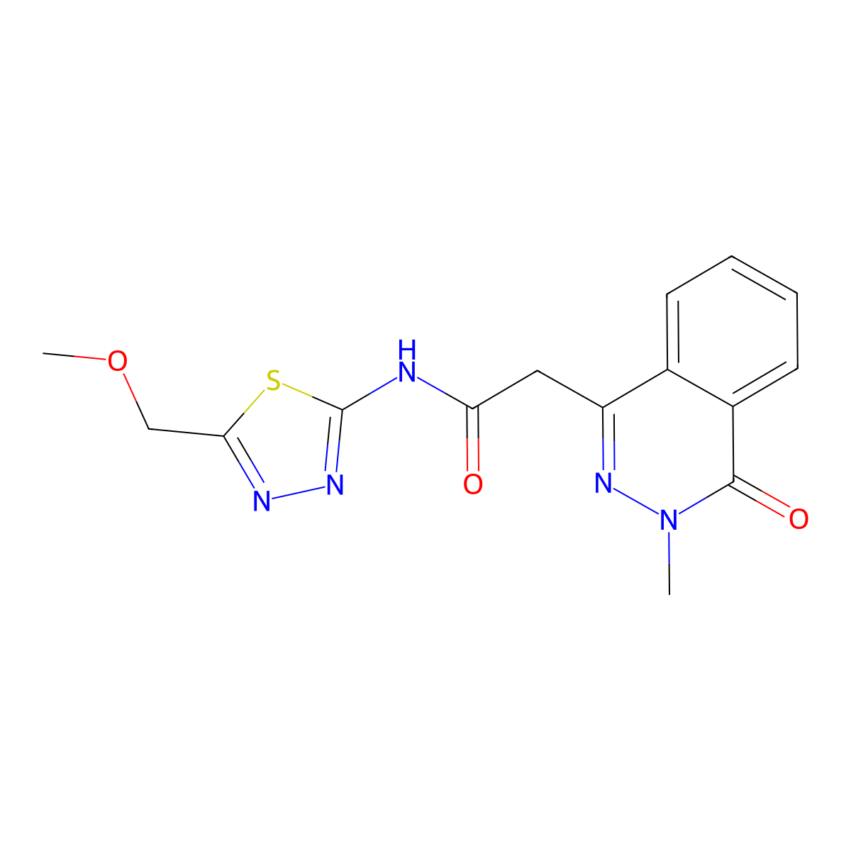 N-[5-(methoxymethyl)-1,3,4-thiadiazol-2-yl]-2-(3-methyl-4-oxo-3,4-dihydrophthalazin-1-yl)acetamide molecular structure, CAS 1324082-09-8