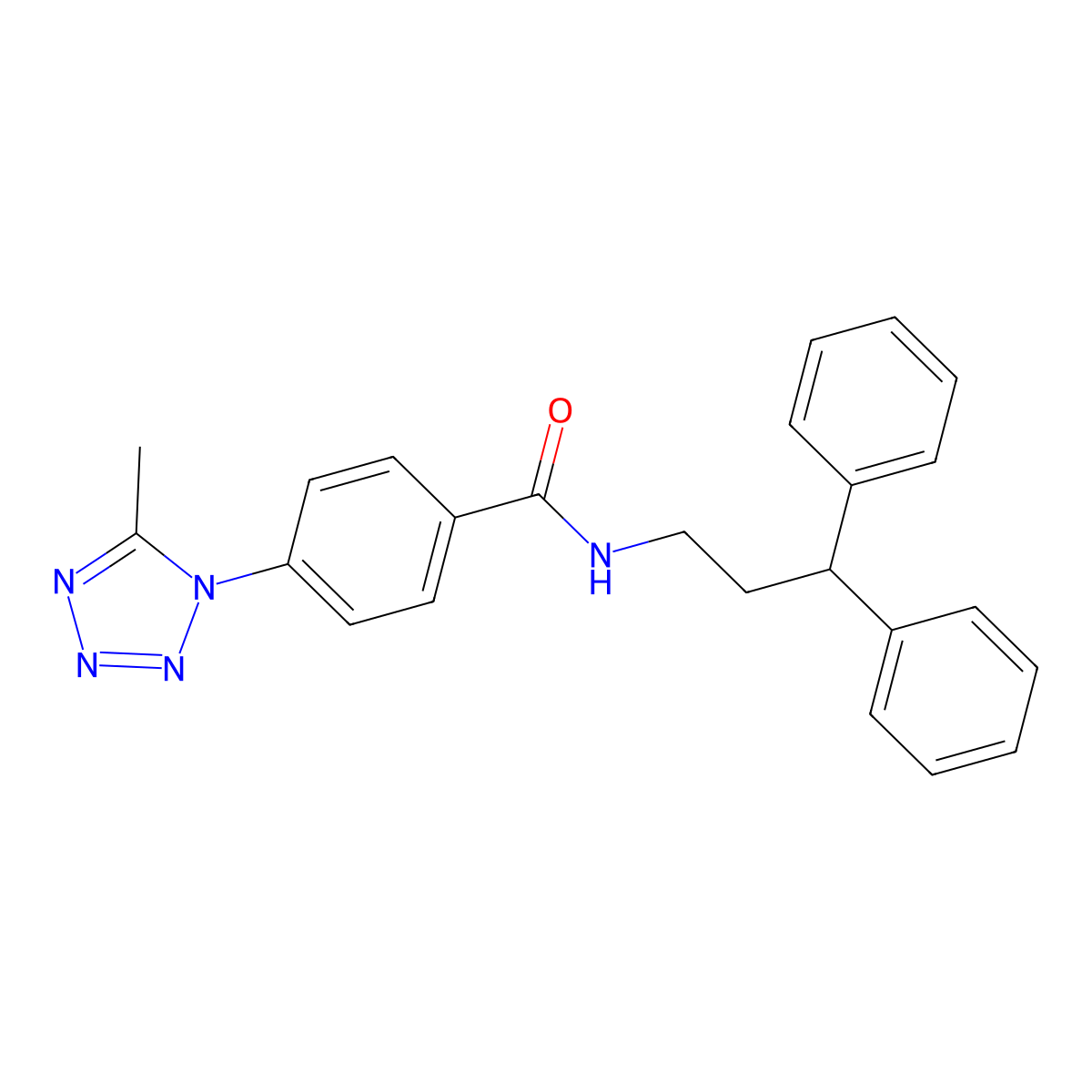 N-(3,3-diphenylpropyl)-4-(5-methyl-1H-tetrazol-1-yl)benzamide molecular structure, CAS 1324082-52-1