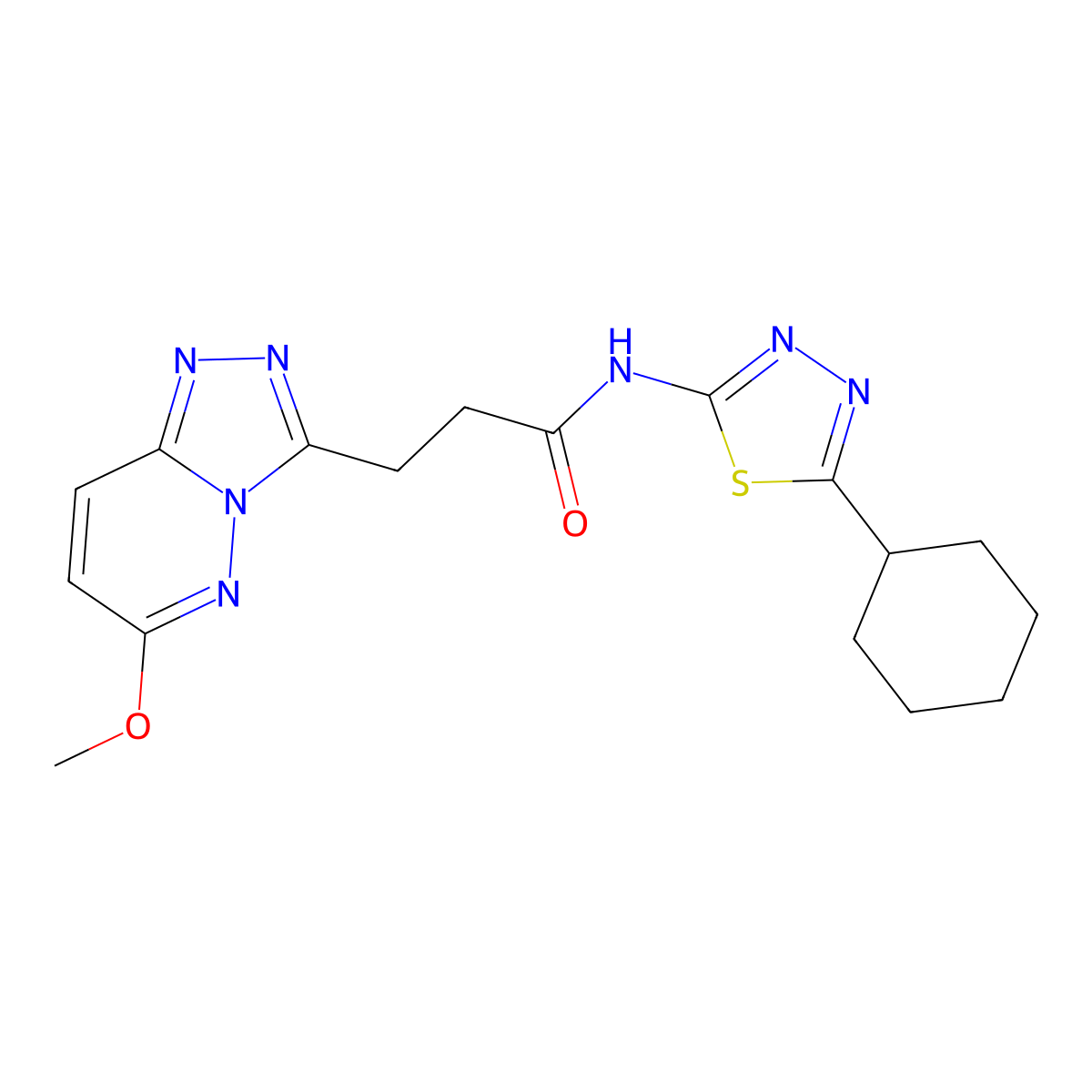 N-(5-cyclohexyl-1,3,4-thiadiazol-2-yl)-3-(6-methoxy[1,2,4]triazolo[4,3-b]pyridazin-3-yl)propanamide molecular structure, CAS 1324082-55-4