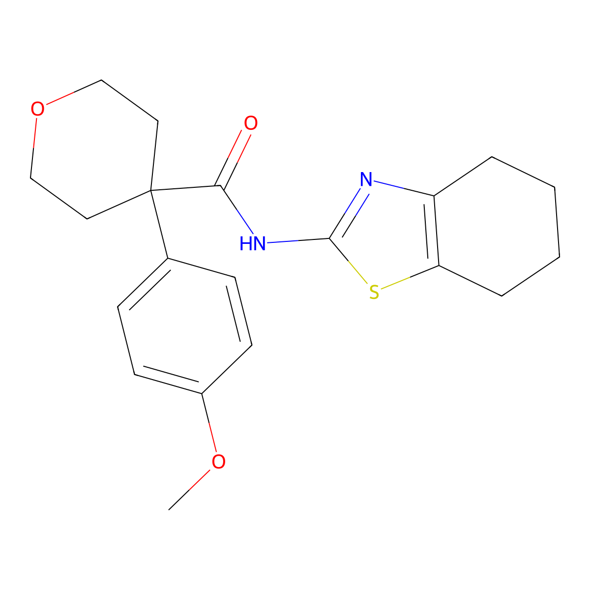 4-(4-methoxyphenyl)-N-(4,5,6,7-tetrahydrobenzo[d]thiazol-2-yl)tetrahydro-2H-pyran-4-carboxamide molecular structure, CAS 1324083-12-6