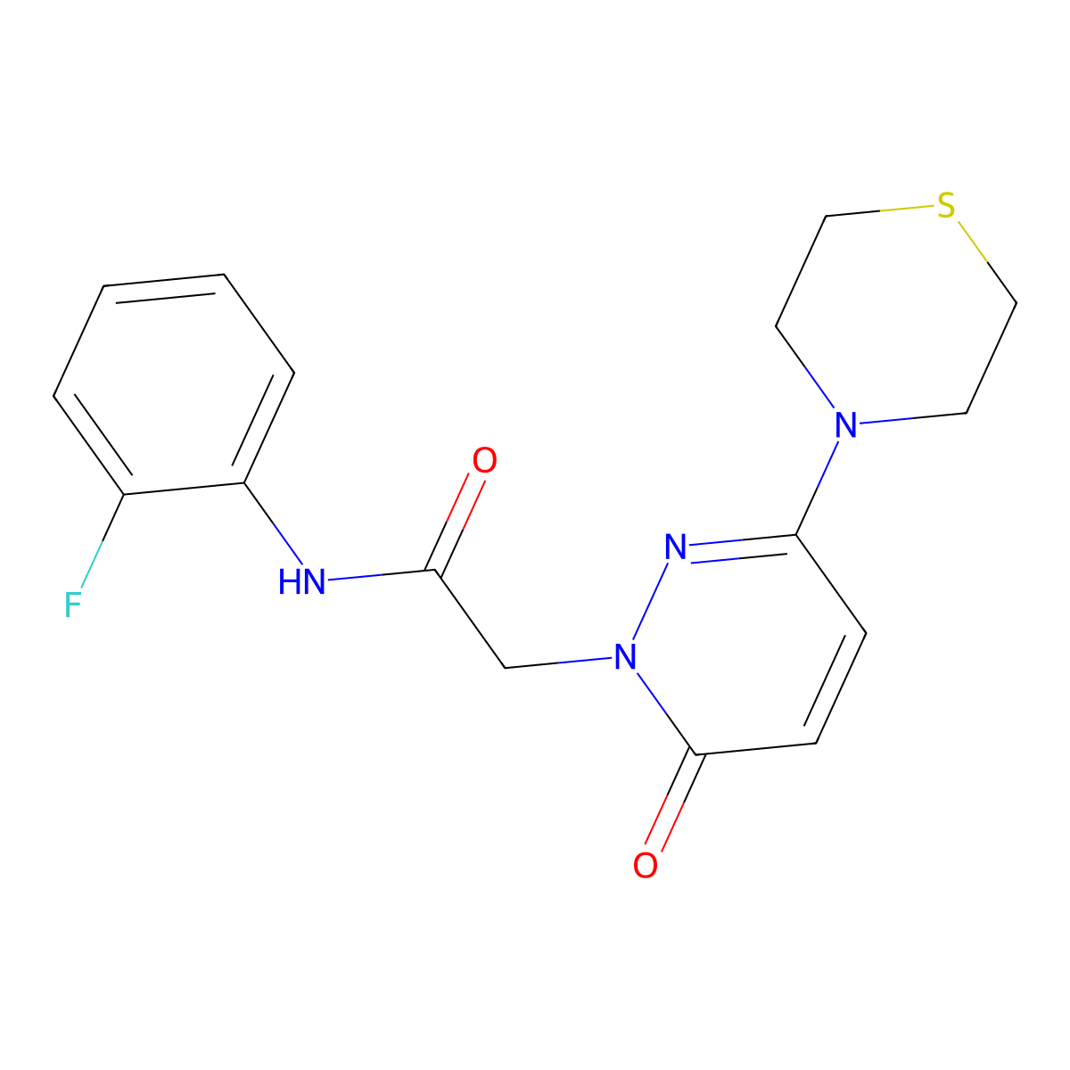 N-(2-fluorophenyl)-2-[6-oxo-3-(thiomorpholin-4-yl)pyridazin-1(6H)-yl]acetamide molecular structure, CAS 1324083-15-9