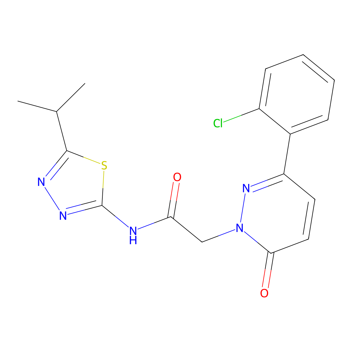 2-[3-(2-chlorophenyl)-6-oxopyridazin-1(6H)-yl]-N-[(2E)-5-(propan-2-yl)-1,3,4-thiadiazol-2(3H)-ylidene]acetamide molecular structure, CAS 1324083-35-3