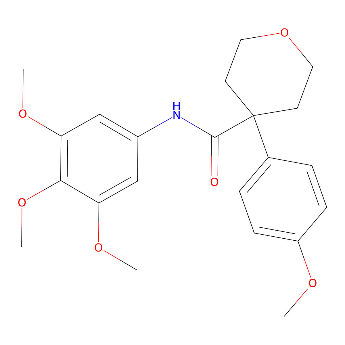 4-(4-methoxyphenyl)-N-(3,4,5-trimethoxyphenyl)tetrahydro-2H-pyran-4-carboxamide molecular structure, CAS 1324083-44-4