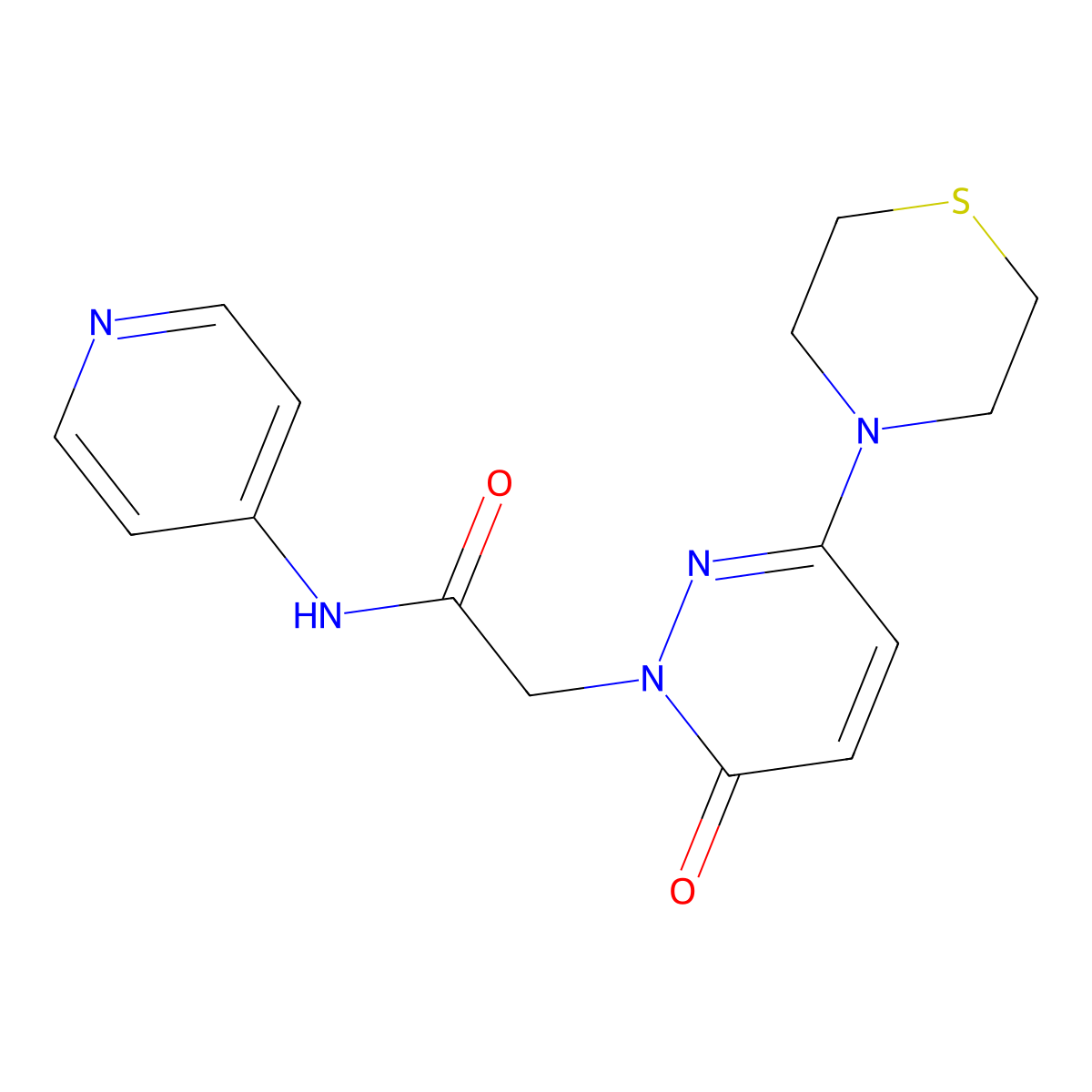 2-[6-oxo-3-(thiomorpholin-4-yl)pyridazin-1(6H)-yl]-N-(pyridin-4-yl)acetamide molecular structure, CAS 1324083-66-0