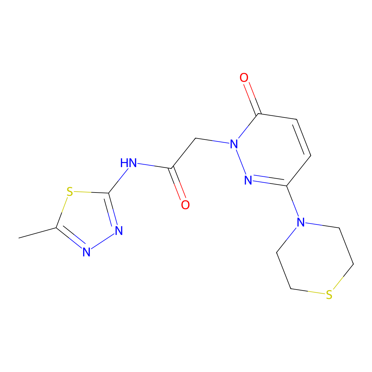 N-(5-methyl-1,3,4-thiadiazol-2-yl)-2-[6-oxo-3-(thiomorpholin-4-yl)pyridazin-1(6H)-yl]acetamide molecular structure, CAS 1324083-67-1
