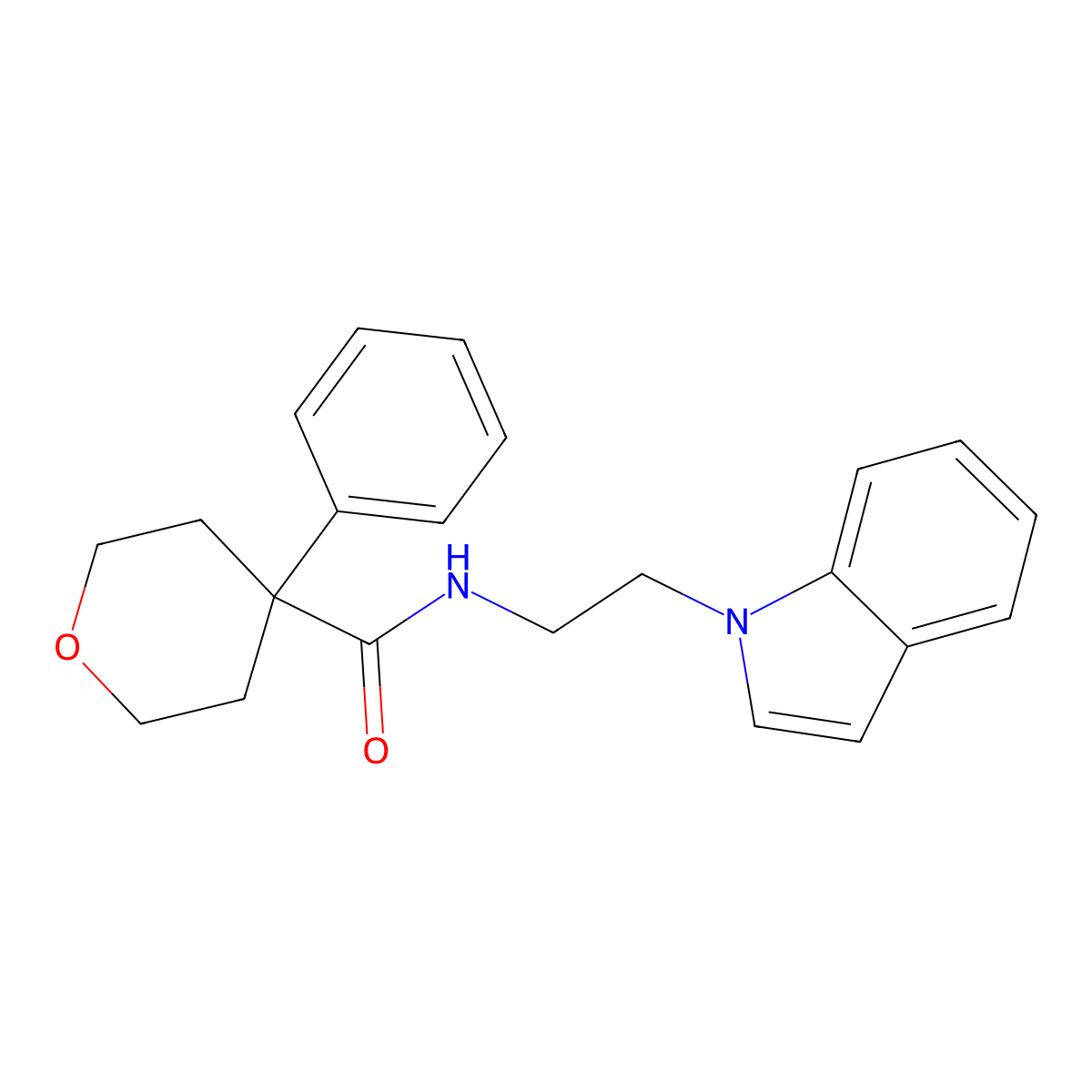 N-[2-(1H-indol-1-yl)ethyl]-4-phenyltetrahydro-2H-pyran-4-carboxamide molecular structure, CAS 1324083-78-4