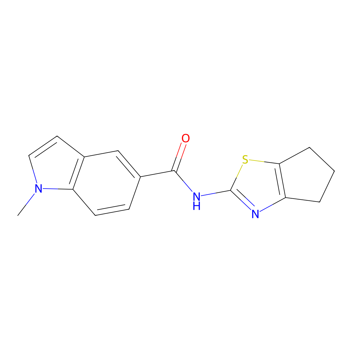 N-(5,6-dihydro-4H-cyclopenta[d]thiazol-2-yl)-1-methyl-1H-indole-5-carboxamide molecular structure, CAS 1324083-83-1