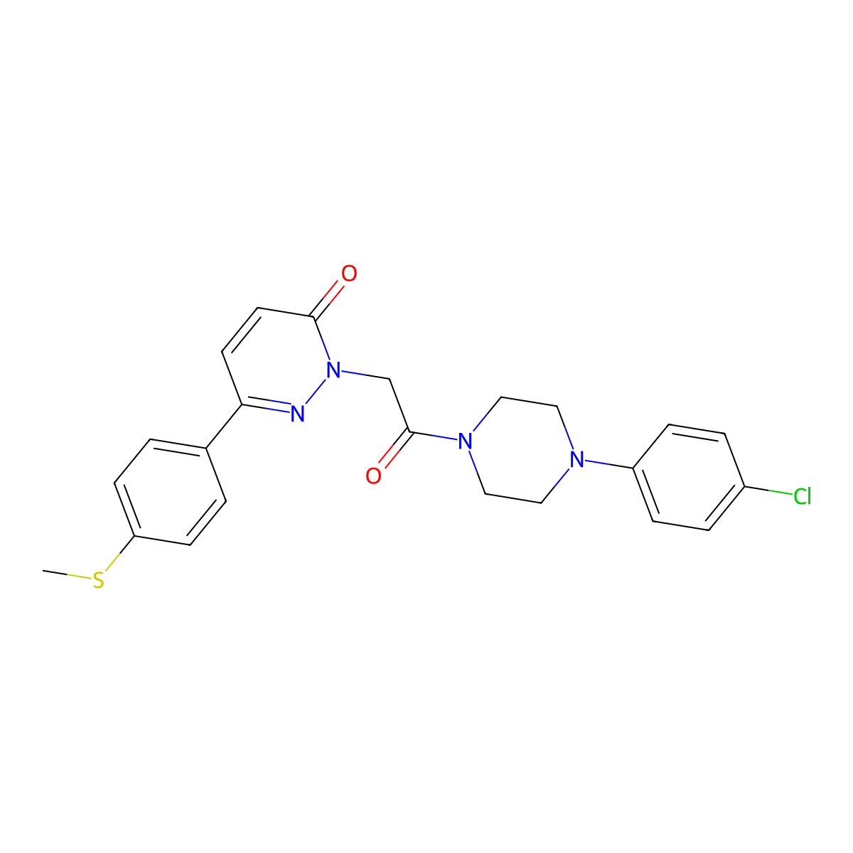 2-{2-[4-(4-chlorophenyl)piperazin-1-yl]-2-oxoethyl}-6-[4-(methylsulfanyl)phenyl]pyridazin-3(2H)-one molecular structure, CAS 1324083-84-2