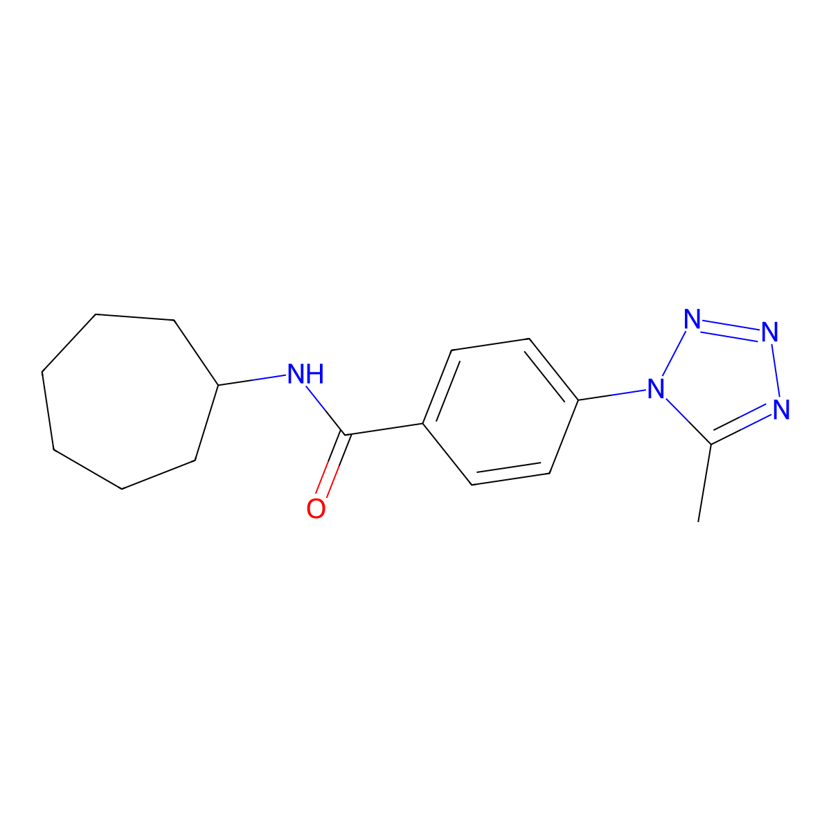 N-cycloheptyl-4-(5-methyl-1H-tetrazol-1-yl)benzamide molecular structure, CAS 1324083-95-5