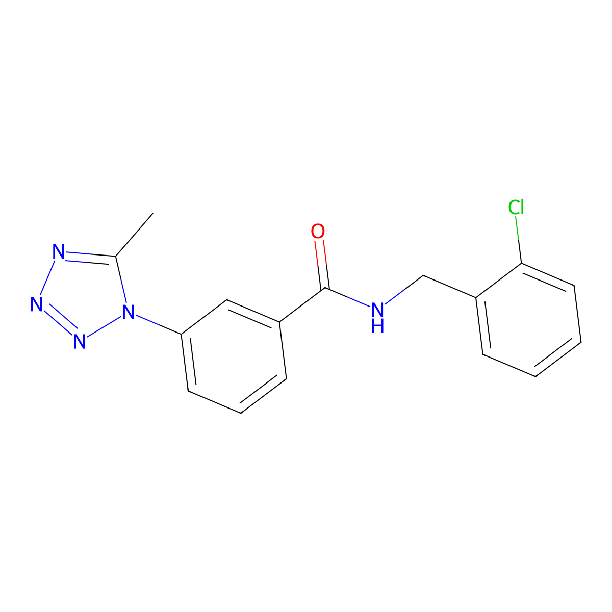 N-(2-chlorobenzyl)-3-(5-methyl-1H-tetrazol-1-yl)benzamide molecular structure, CAS 1324084-01-6