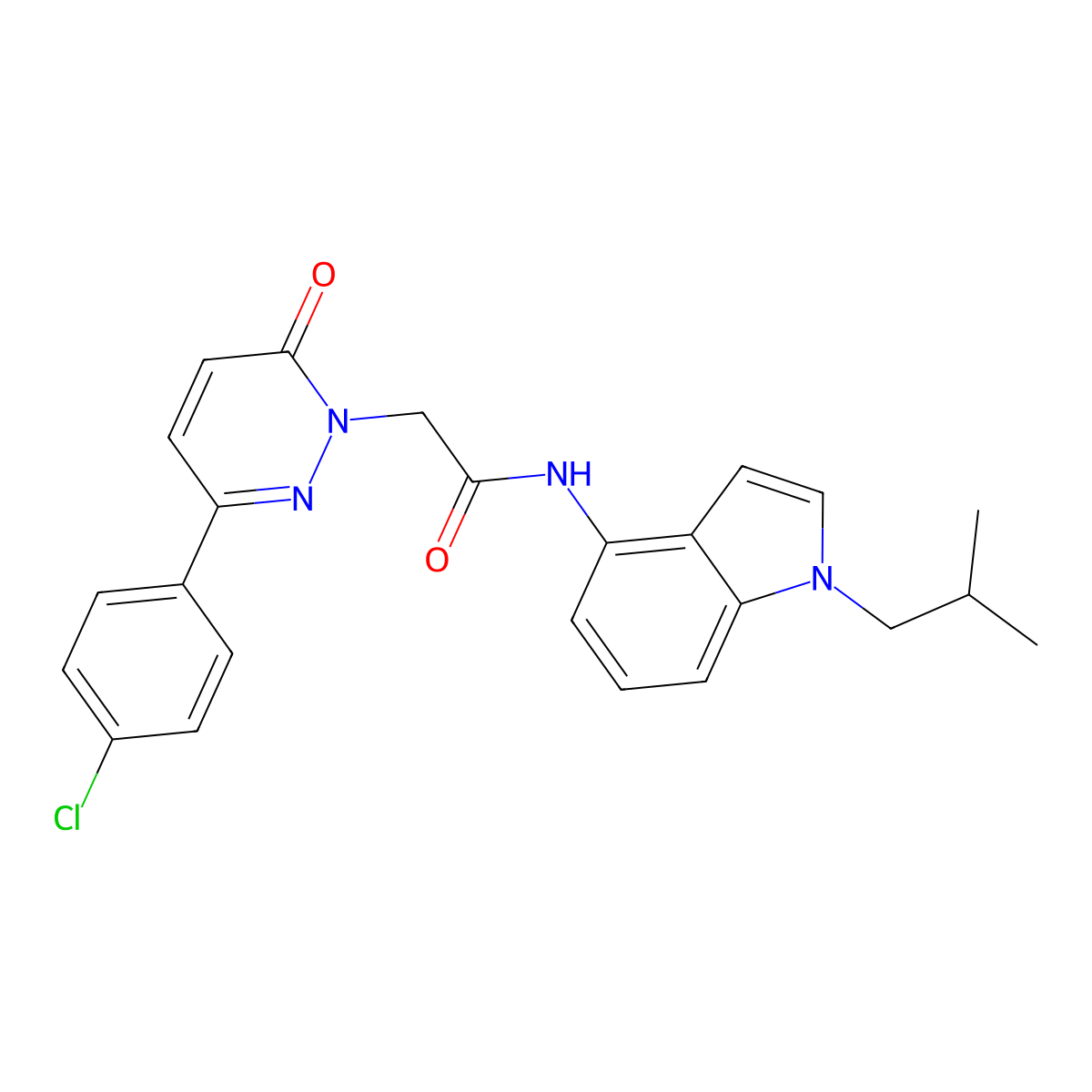 2-[3-(4-chlorophenyl)-6-oxopyridazin-1(6H)-yl]-N-[1-(2-methylpropyl)-1H-indol-4-yl]acetamide molecular structure, CAS 1324084-31-2
