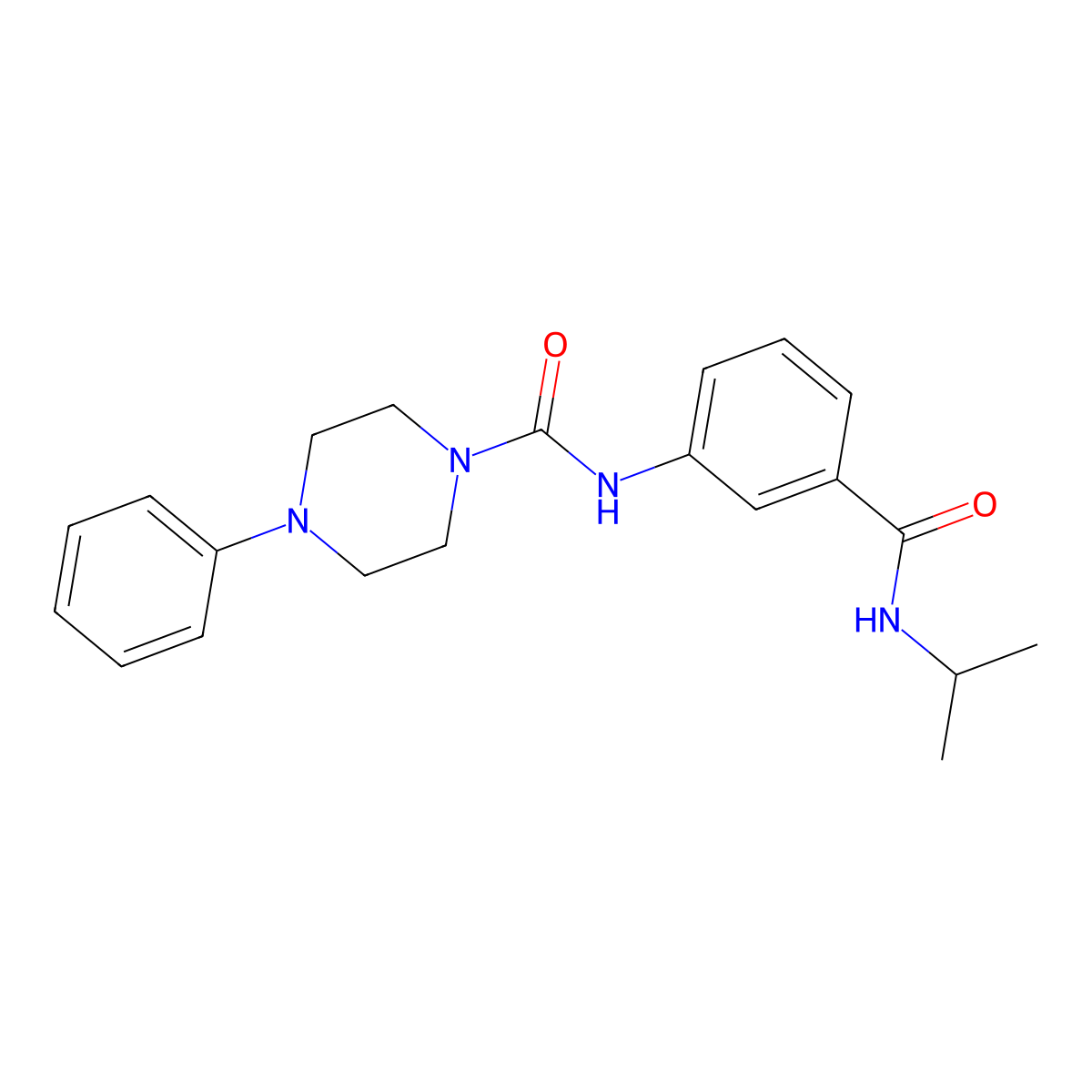 4-phenyl-N-[3-(propan-2-ylcarbamoyl)phenyl]piperazine-1-carboxamide molecular structure, CAS 1324084-35-6