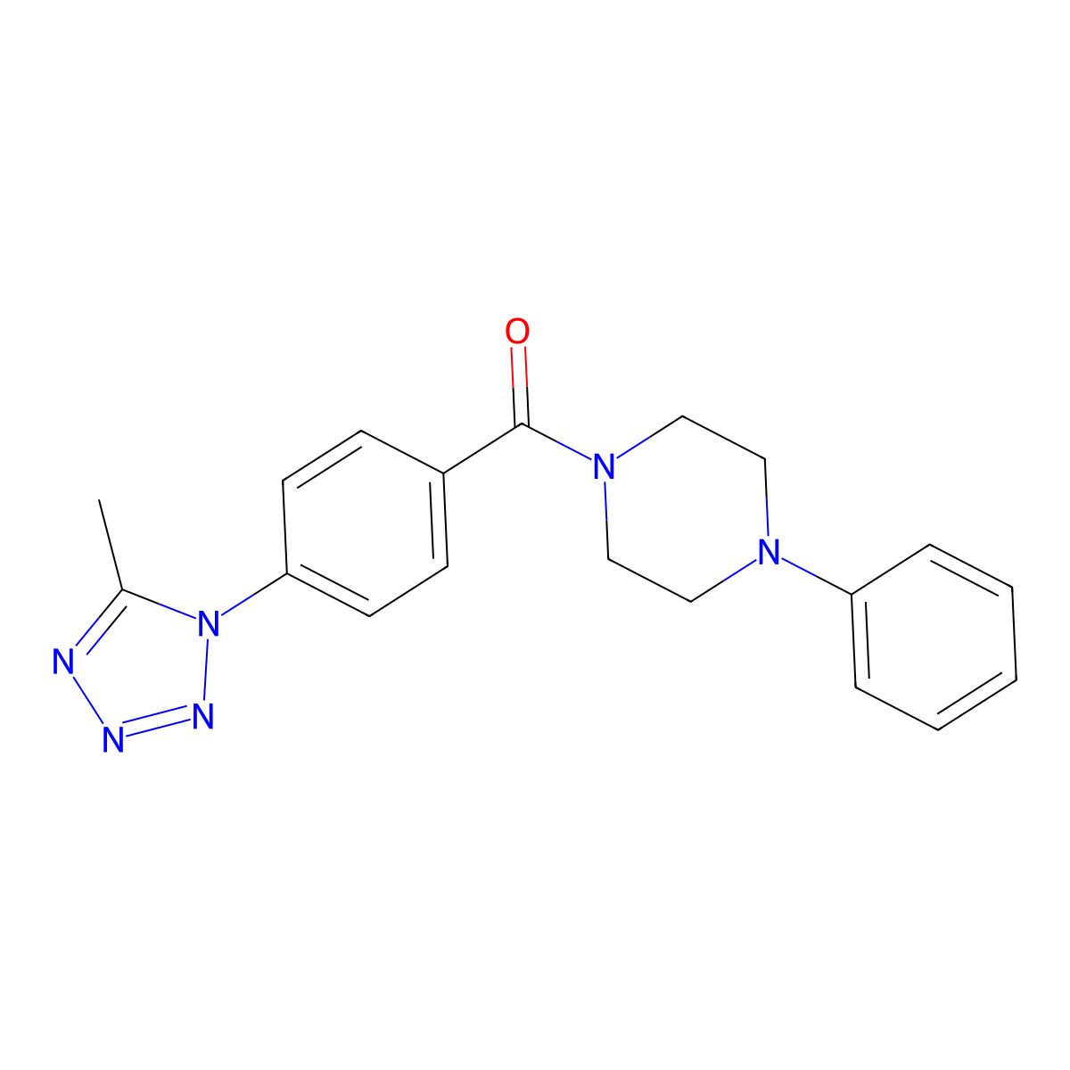 [4-(5-methyl-1H-tetrazol-1-yl)phenyl](4-phenylpiperazin-1-yl)methanone molecular structure, CAS 1324084-52-7