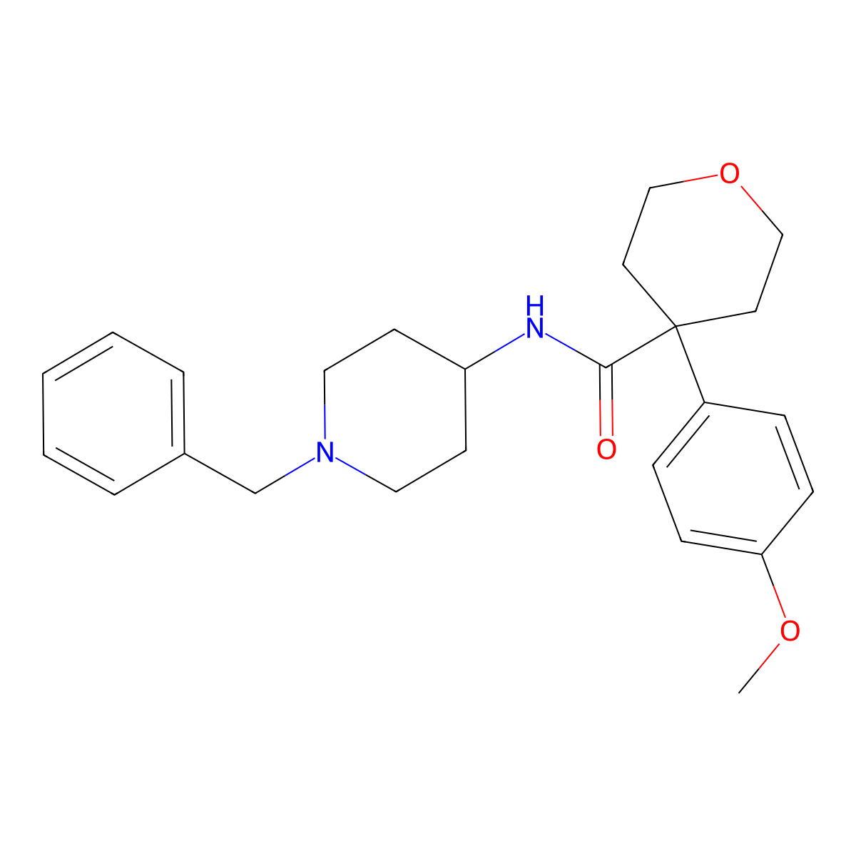N-(1-benzylpiperidin-4-yl)-4-(4-methoxyphenyl)tetrahydro-2H-pyran-4-carboxamide molecular structure, CAS 1324084-54-9