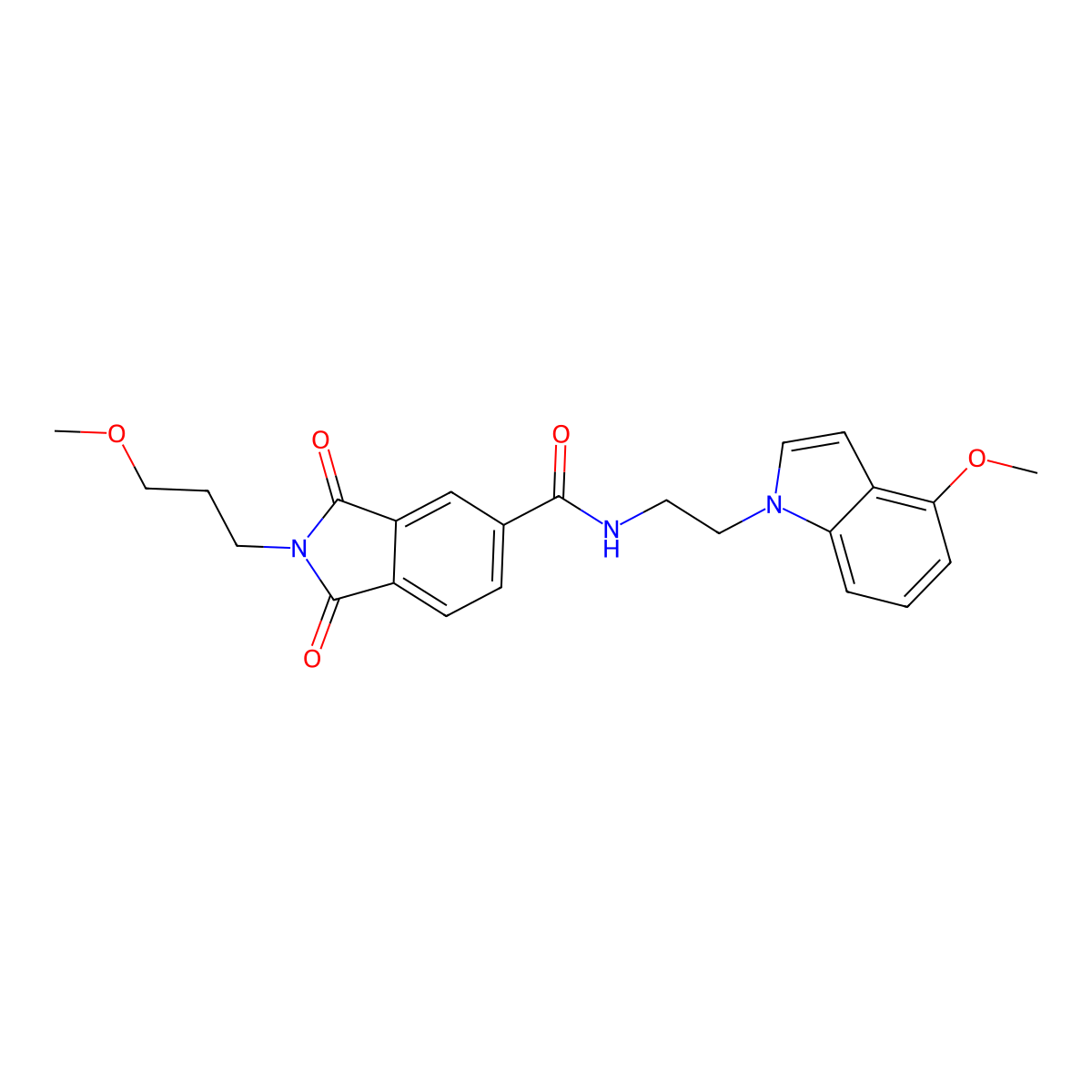 N-[2-(4-methoxy-1H-indol-1-yl)ethyl]-2-(3-methoxypropyl)-1,3-dioxo-2,3-dihydro-1H-isoindole-5-carboxamide molecular structure, CAS 1324084-70-9