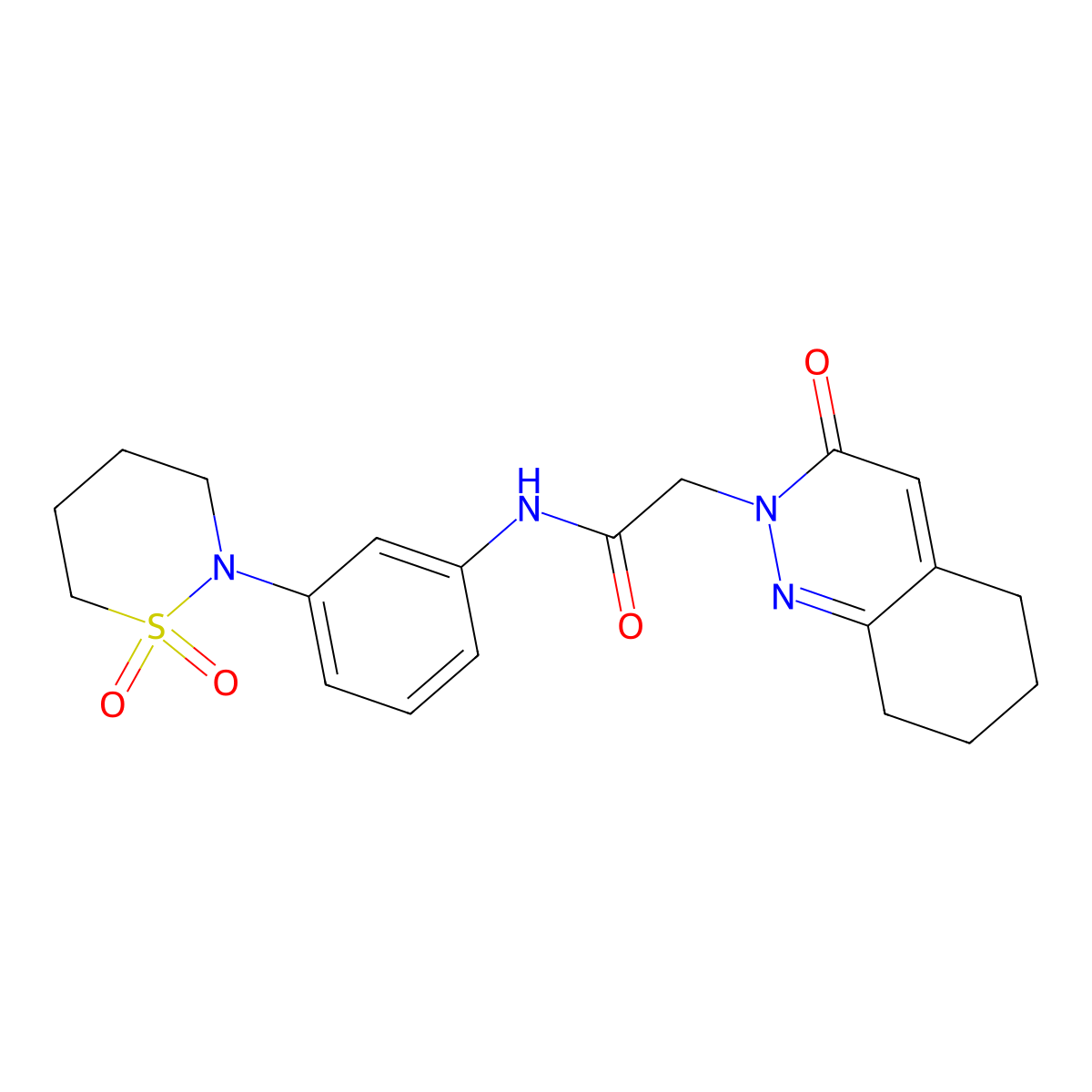 N-[3-(1,1-dioxido-1,2-thiazinan-2-yl)phenyl]-2-(3-oxo-5,6,7,8-tetrahydrocinnolin-2(3H)-yl)acetamide molecular structure, CAS 1324084-88-9