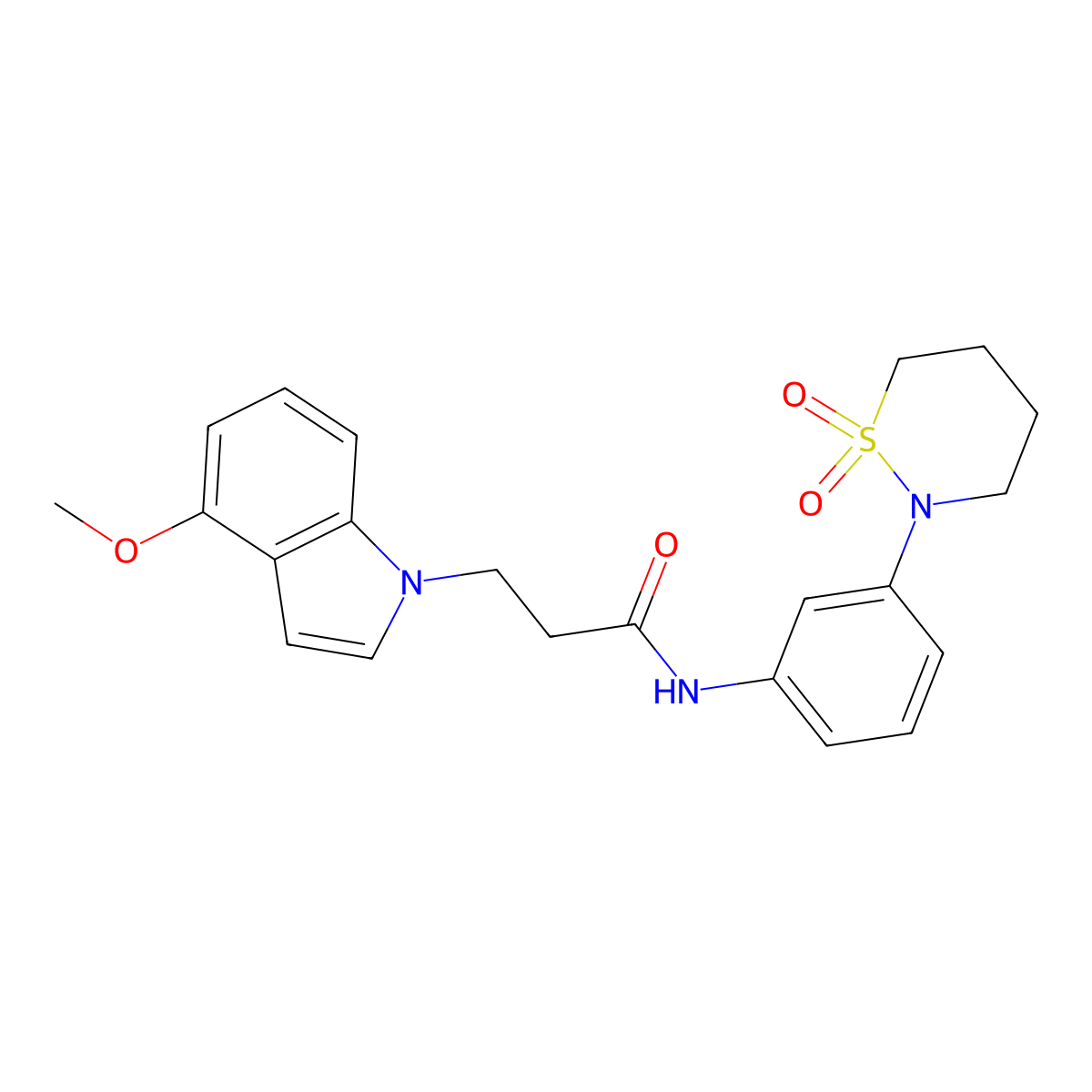 N-[3-(1,1-dioxido-1,2-thiazinan-2-yl)phenyl]-3-(4-methoxy-1H-indol-1-yl)propanamide molecular structure, CAS 1324084-97-0
