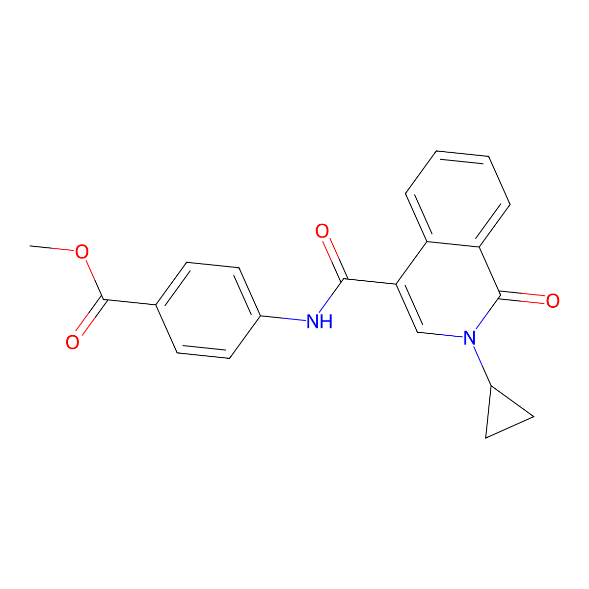 Methyl 4-{[(2-cyclopropyl-1-oxo-1,2-dihydroisoquinolin-4-yl)carbonyl]amino}benzoate molecular structure, CAS 1324085-22-4