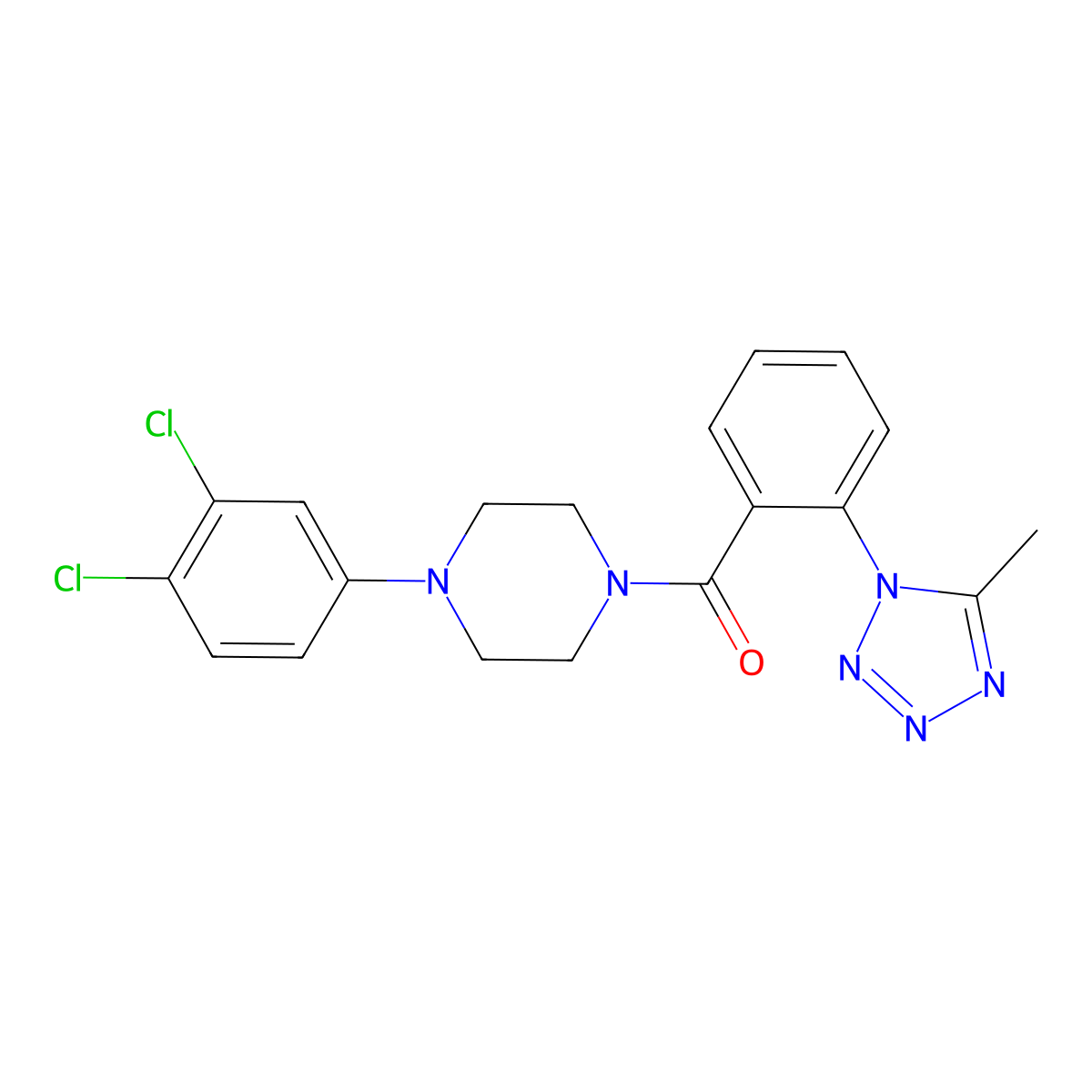 [4-(3,4-dichlorophenyl)piperazin-1-yl][2-(5-methyl-1H-tetrazol-1-yl)phenyl]methanone molecular structure, CAS 1324085-27-9