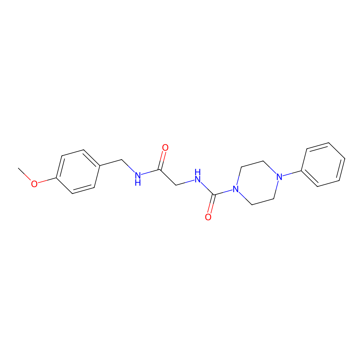 N-{2-[(4-methoxybenzyl)amino]-2-oxoethyl}-4-phenylpiperazine-1-carboxamide molecular structure, CAS 1324085-31-5